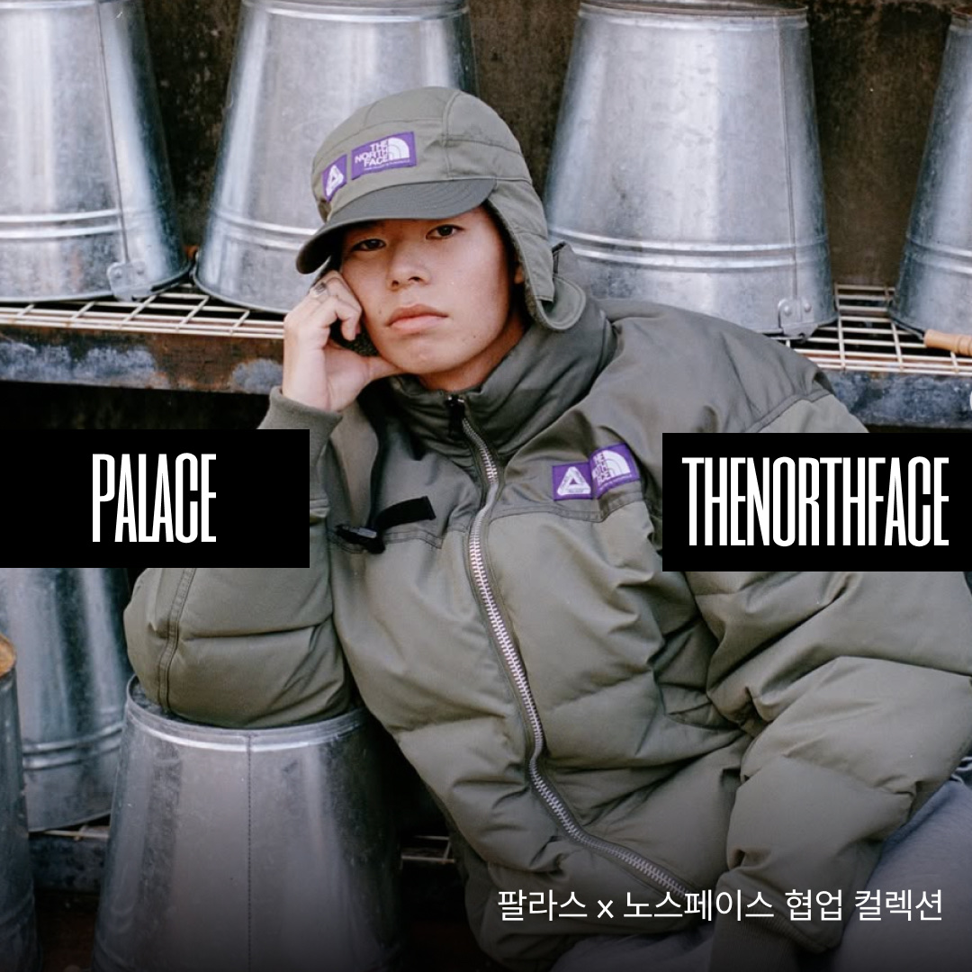 Palace x The North Face Purple Label Windstopper Field Down Jacket Asphalt Gray - 25FW, Palace x The North Face Purple Label Windstopper Field Down Jacket Sage Green - 25FW 착용 스타일 - 1