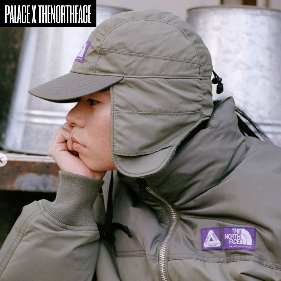 Palace x The North Face Purple Label Windstopper Field Down Jacket Asphalt Gray - 25FW, Palace x The North Face Purple Label Windstopper Field Down Jacket Sage Green - 25FW 착용 스타일 - 2