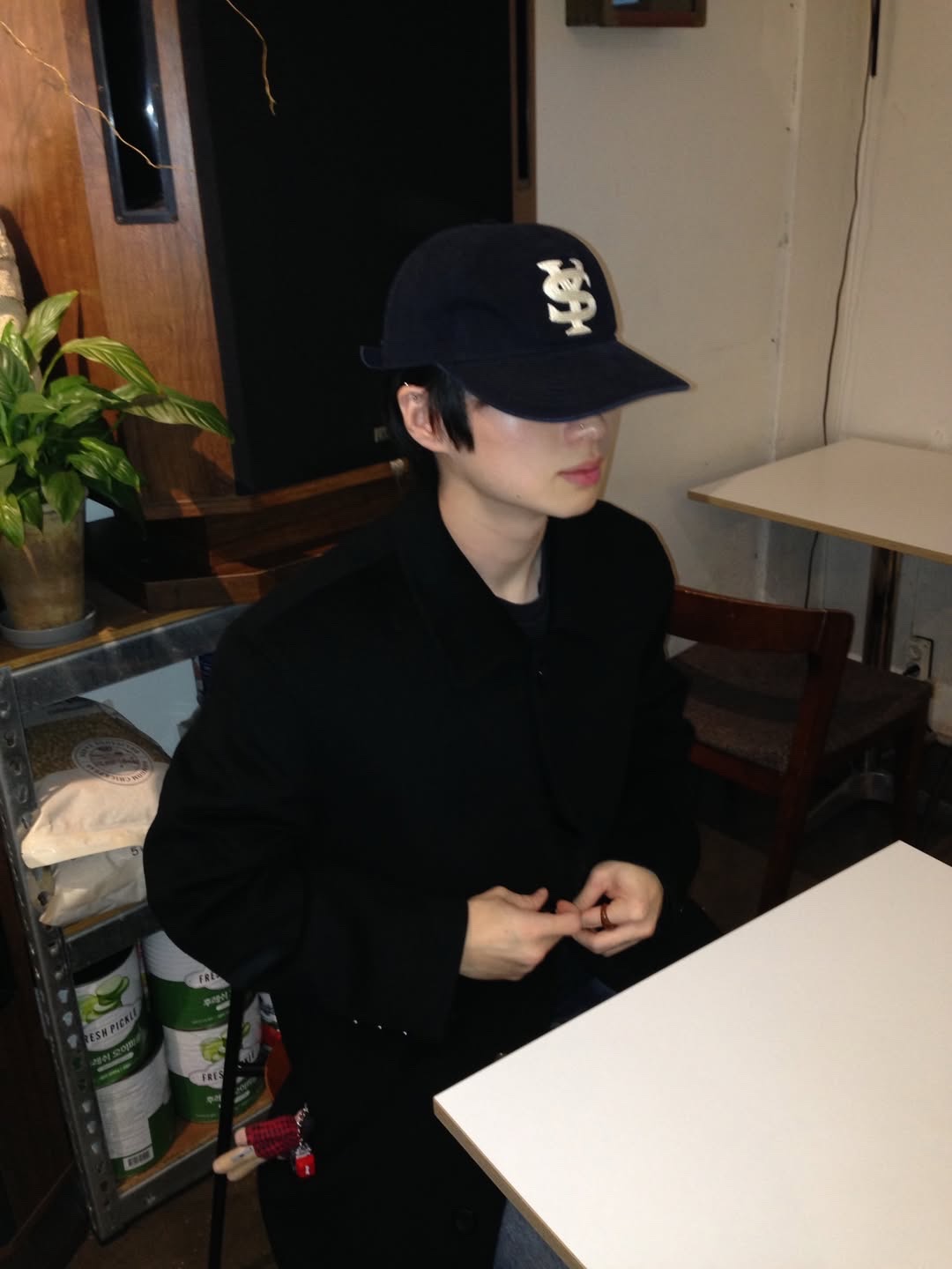 Sunday Ceremony Sy Logo 5 Panel Cotton Cap - Navy 착용 스타일 - 2