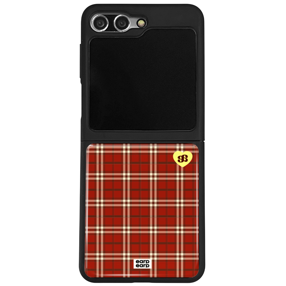 E2512_0022_2 earpearp Tartan Check Red Z Flip Epoxy Case MagSafe