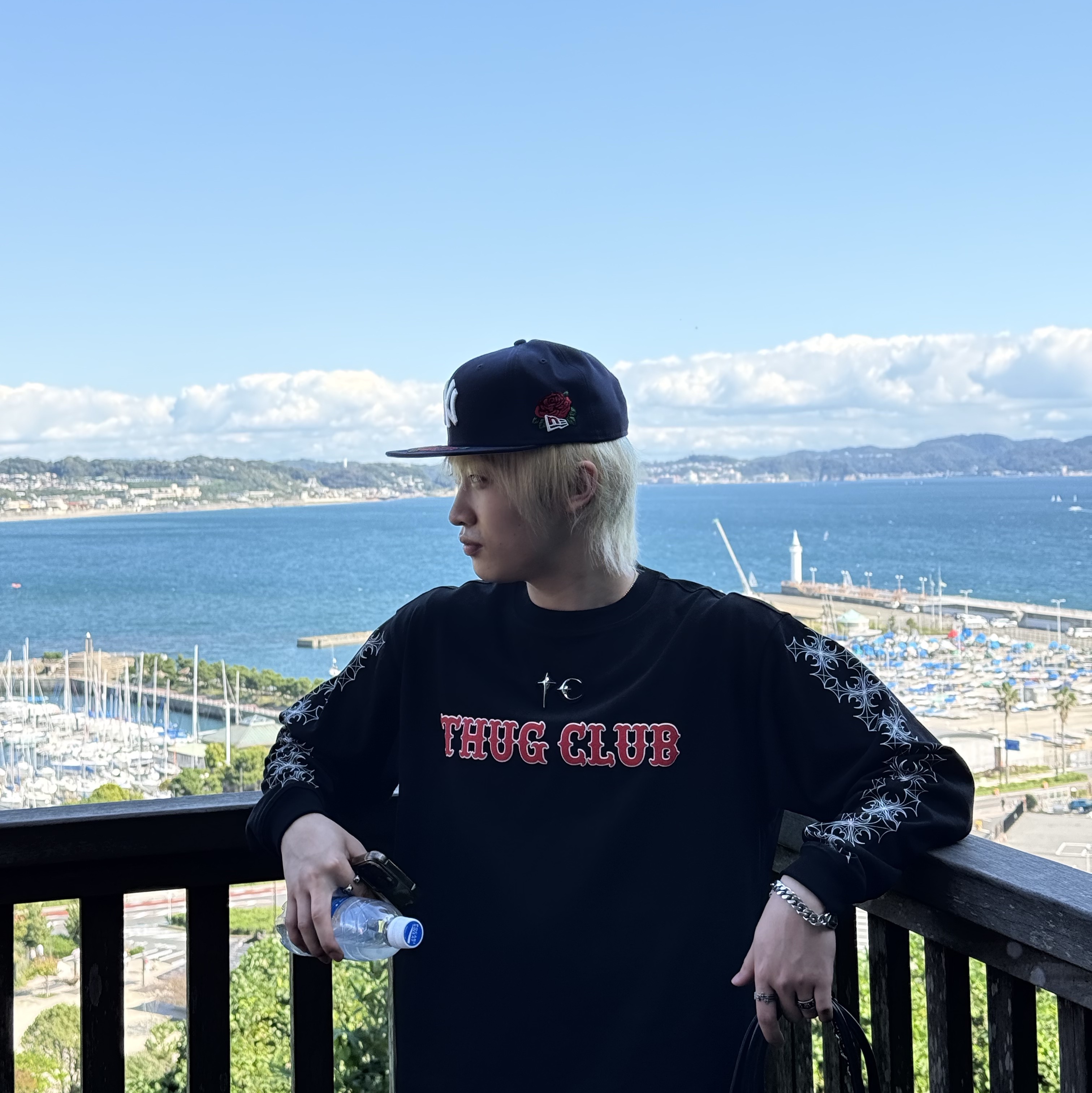 Thug Club TC Pattern Long Sleeve Black 착용 스타일