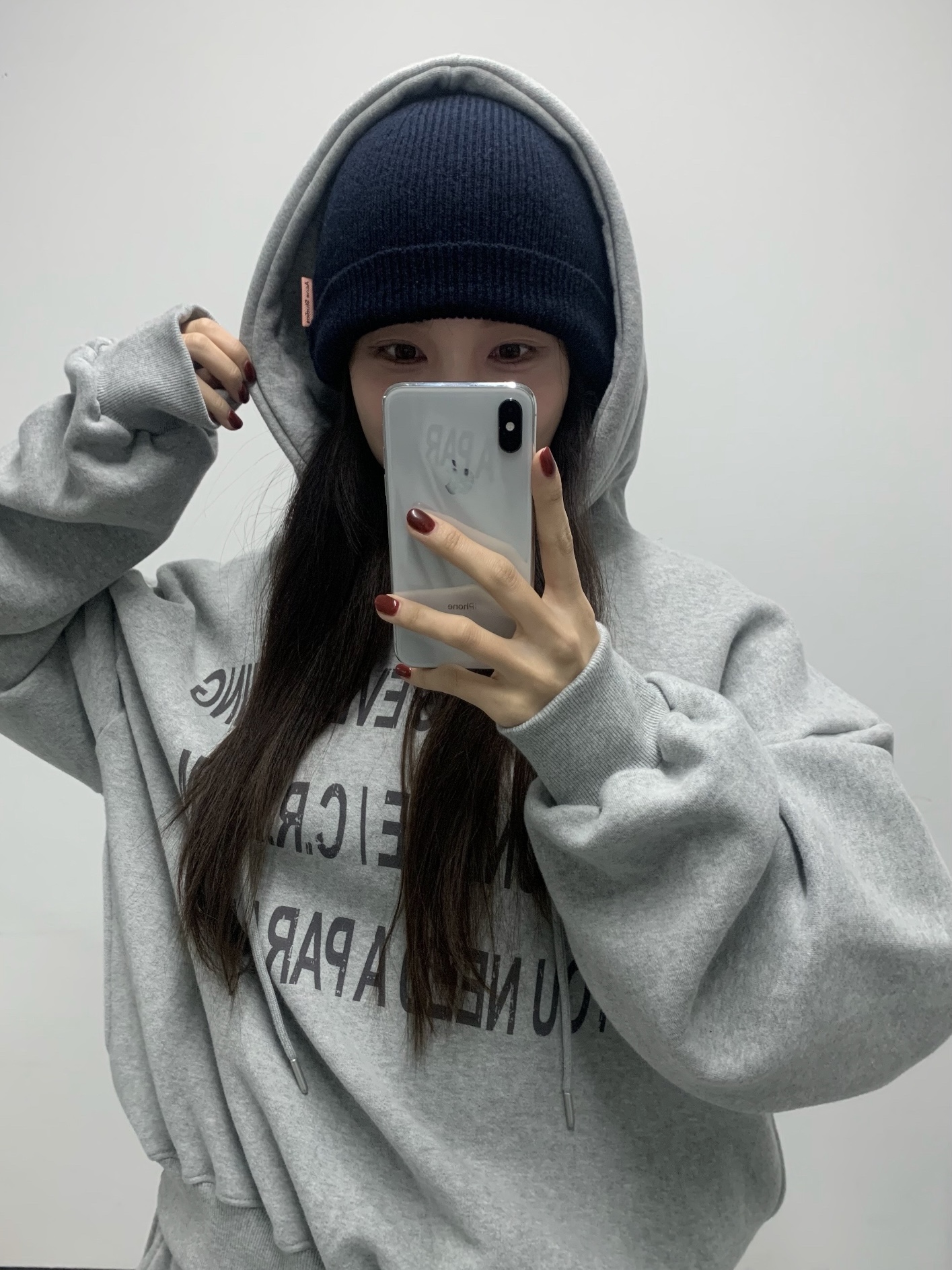 Acne Studios Large Face Logo Beanie Black, New Balance 574 Black - D Standard 착용 스타일 - 1