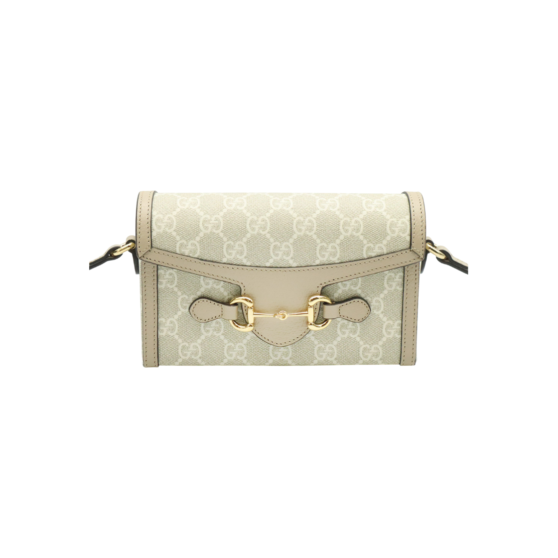 구찌 699296 GG 수프림 캔버스 베이지 레더 홀스빗 1955 미니 크로스백(Gucci GG Supreme Canvas Beige Leather Horsebit 1955 Mini Crossbody Bag)