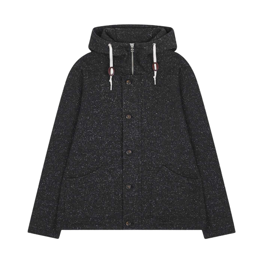 P0000BVT Safarispot 1/2 PC Button Hooded Coat Black
