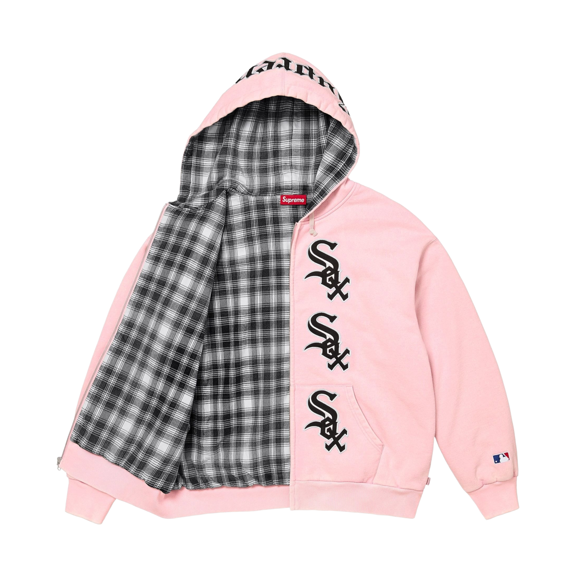 슈프림 x 시카고 화이트 삭스 집 업 후드 스웨트셔츠 라이트 핑크 - 25FW(Supreme x Chicago White Sox Zip Up Hooded Sweatshirt Light Pink - 25FW) - 2