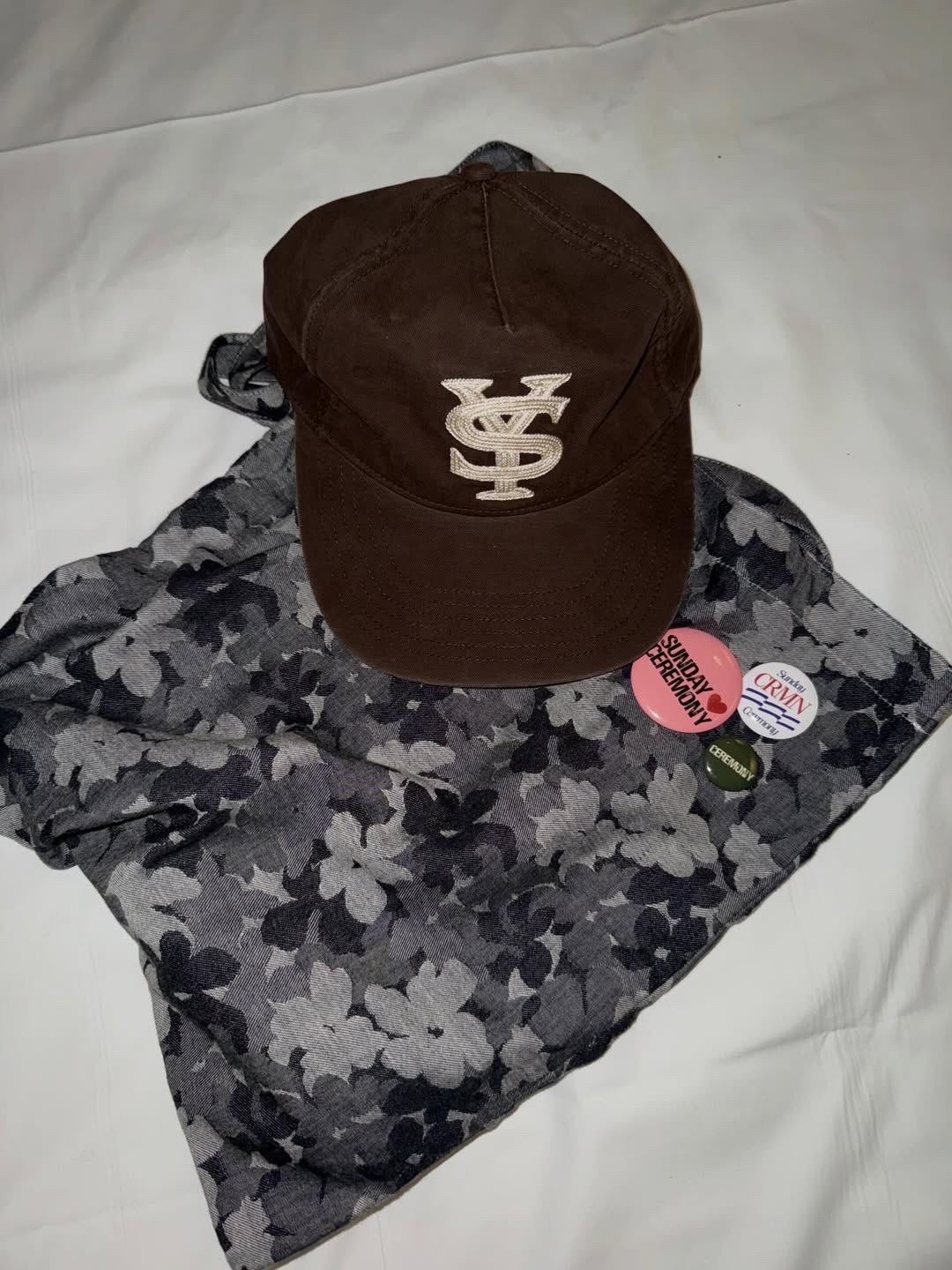 Sunday Ceremony Sy Logo 5 Panel Cotton Cap - Brown 착용 스타일 - 4