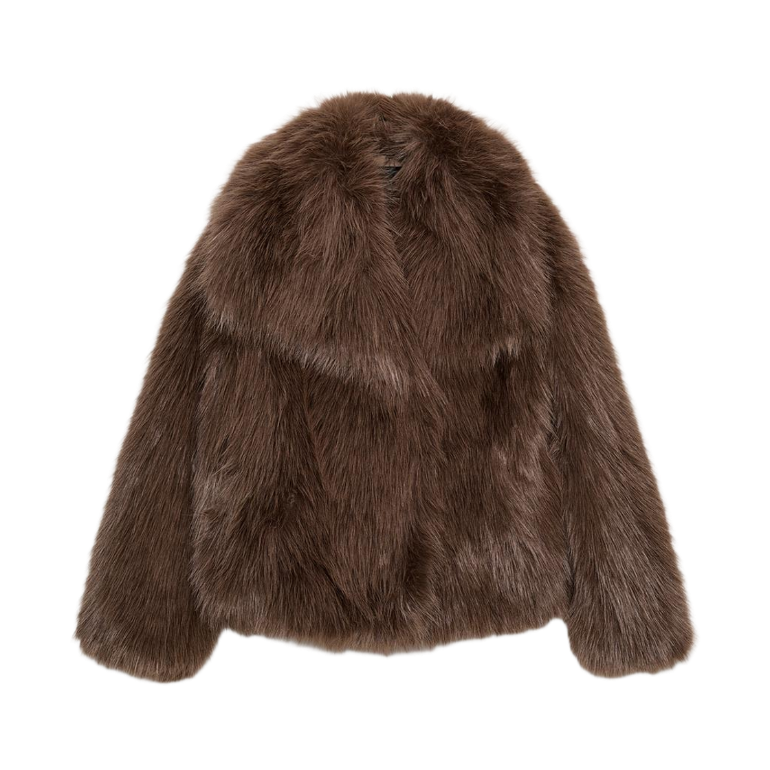4360/242/700 (W) Zara ZW Collection Faux Fur Short Coat Brown