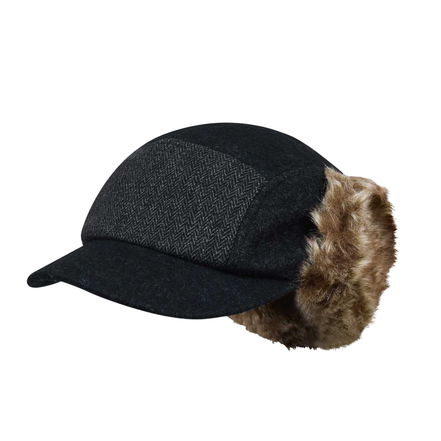 P0000BUS Safarispot Earflap Fur Wool Cap Charcoal