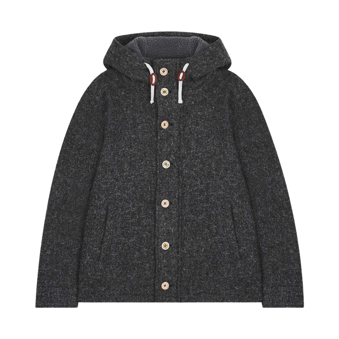 P0000BVU Safarispot Wool Quilting Hooded Coat Charcoal