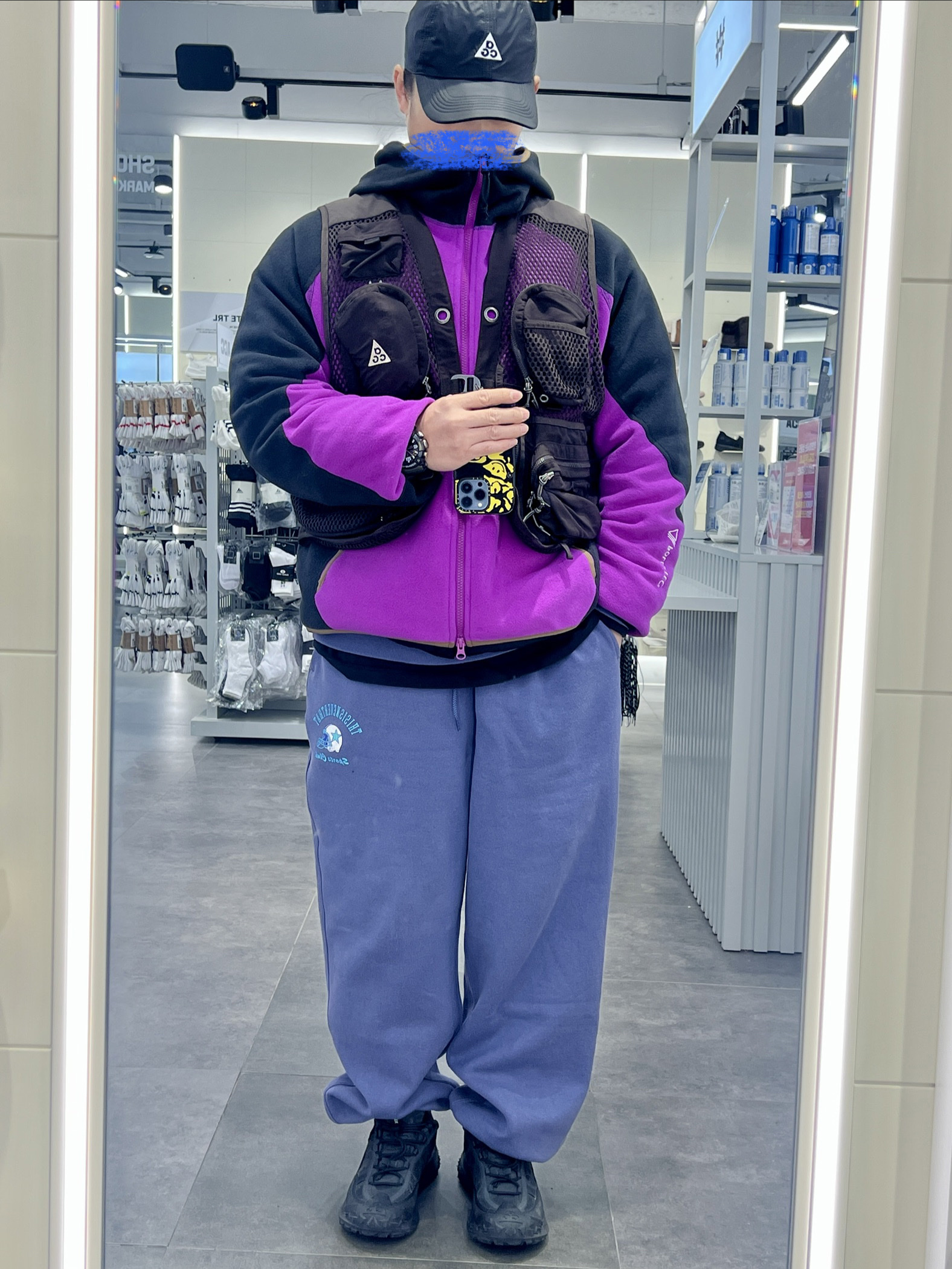 Nike ACG Wolf Tree Full Zip Hoodie Black Anthracite - Asia, Nike ACG Trail Cap Black 착용 스타일