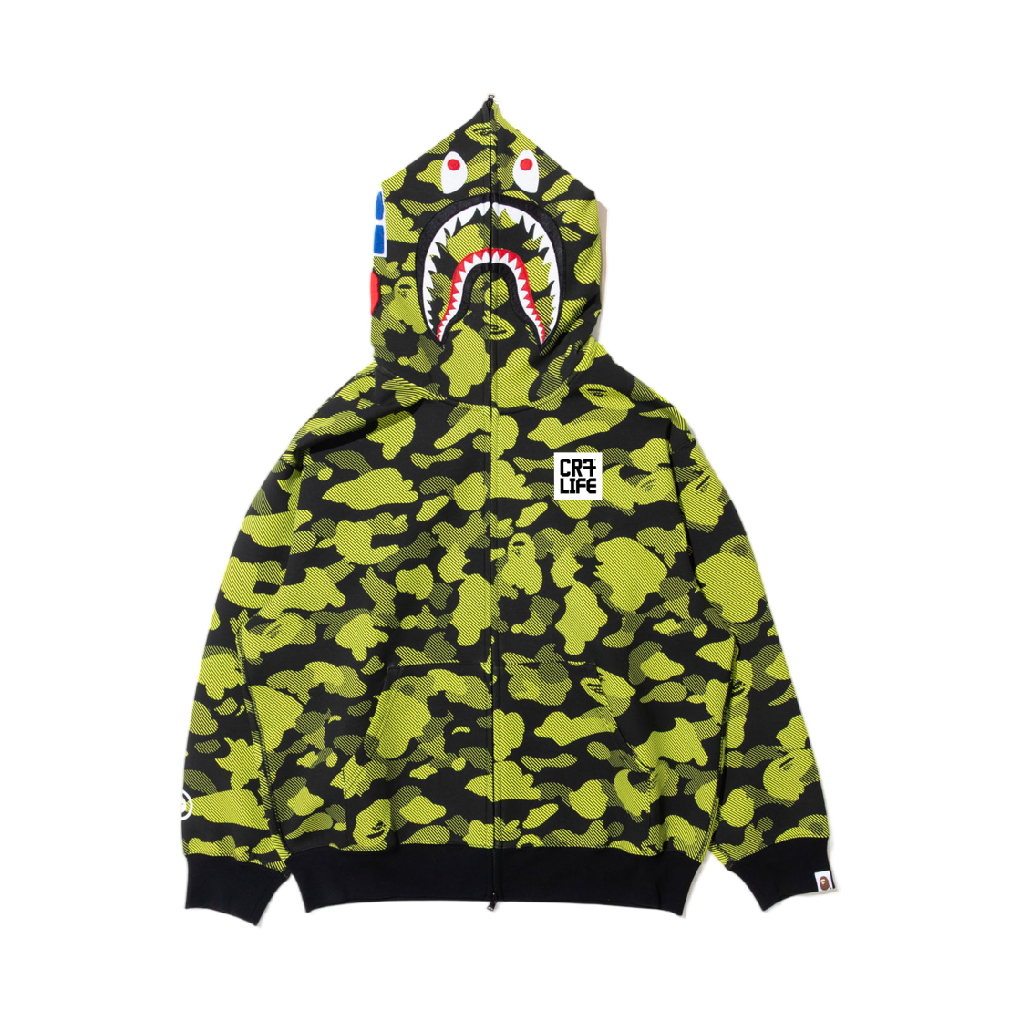 - BAPE x CR7 Life Logo Relaxed Fit Shark Full Zip Hoodie Green