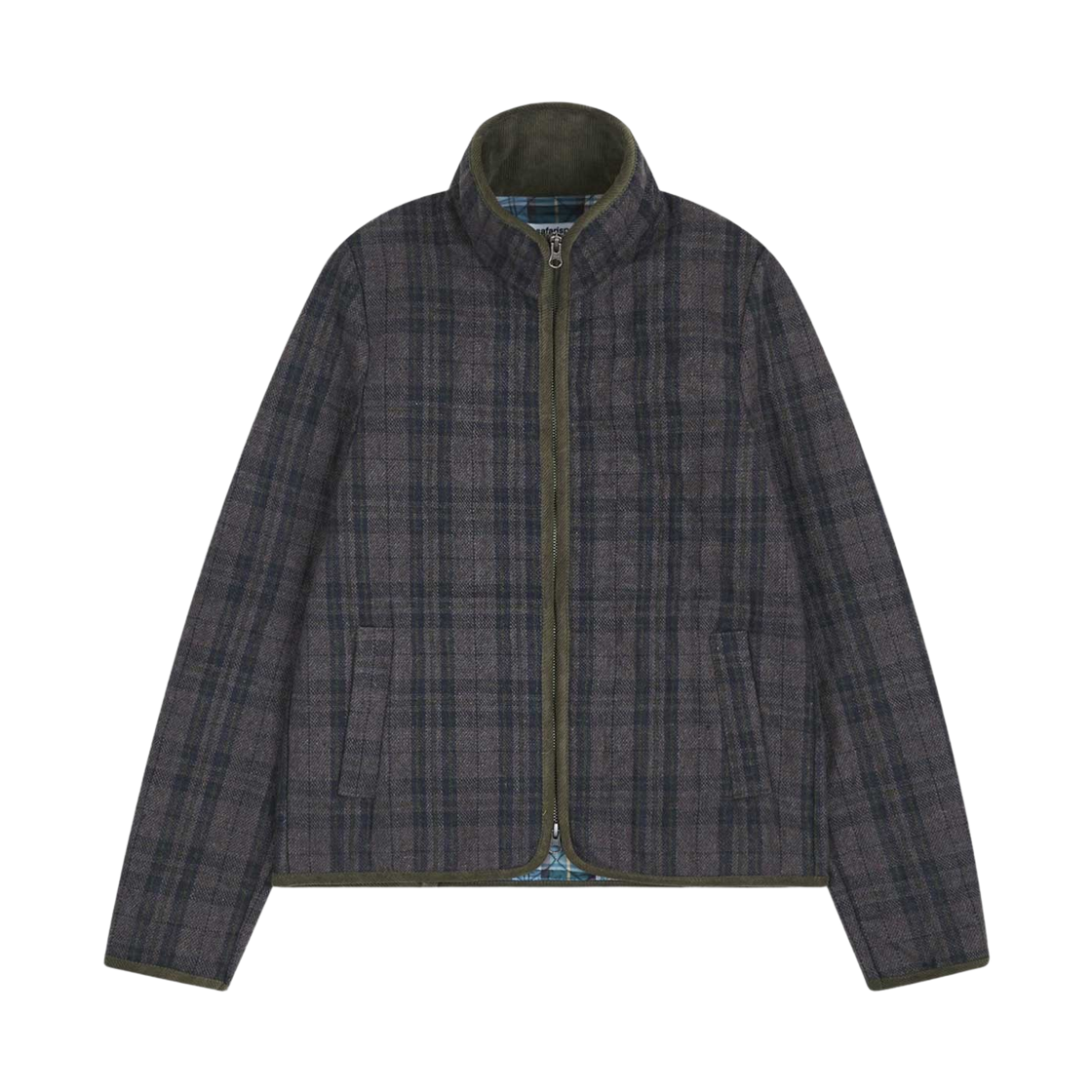 P0000BVQ Safarispot 1/2 Quilting Check Wool Jacket Khaki