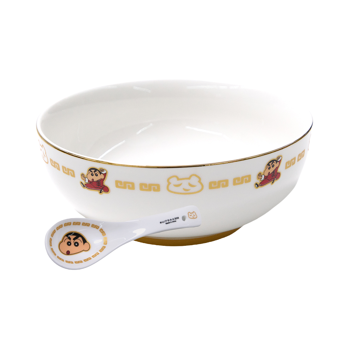 DN24FDI0100 DANCOMMA x Crayon Shin Chan Black Panther Ramen Bowl & Spoon Set White