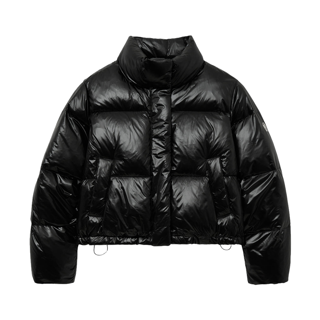 (W) 마리떼 프랑소와 저버 글로시 덕 다운 크롭 푸퍼 블랙((W) Marithe Francois Girbaud Glossy Duck Down Crop Puffer Black)