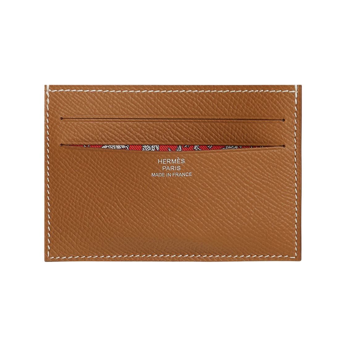 H088019CAAB Hermes Citizen Twill Compact Card Holder Epsom Calfskin & Gold Capucine