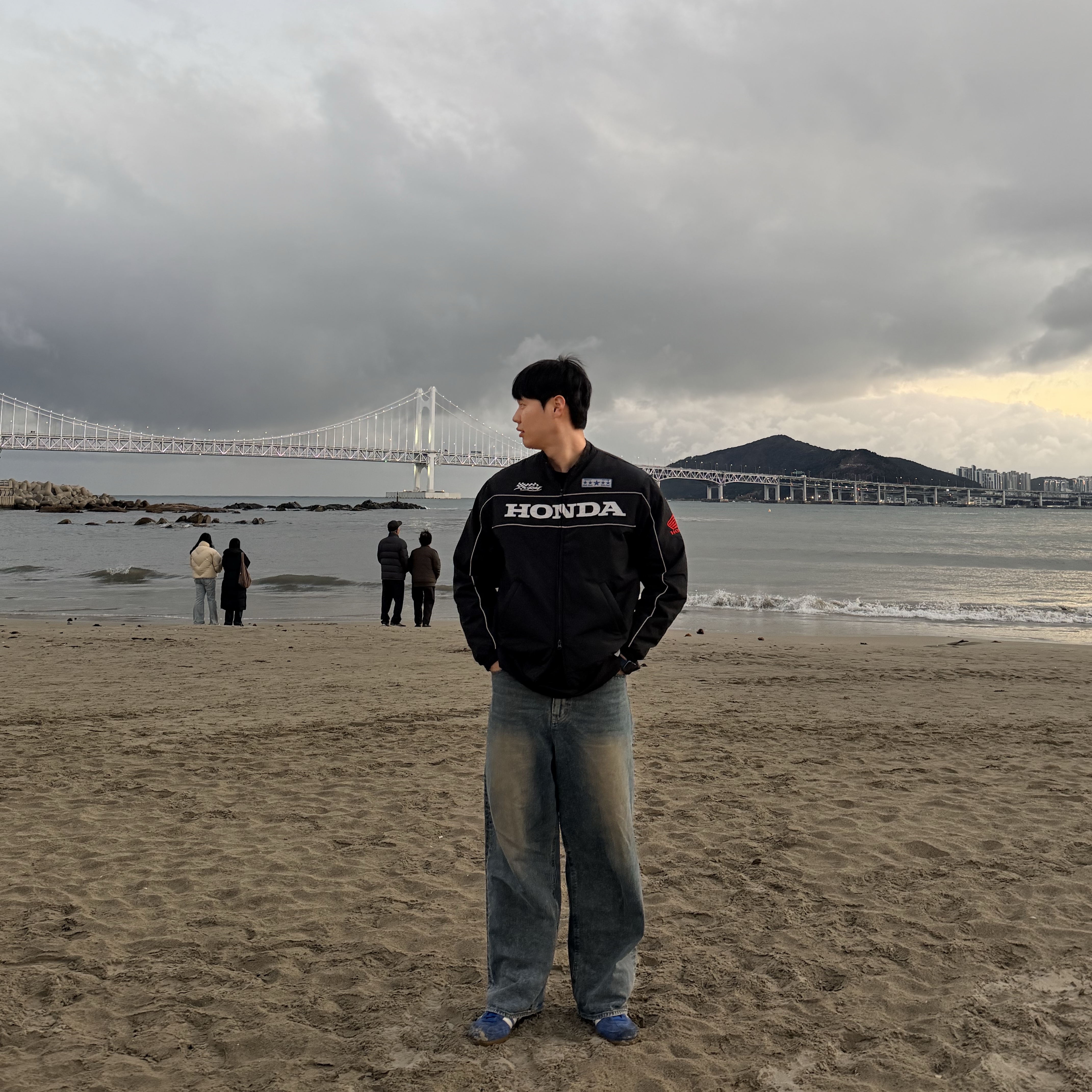 Honda Piping Motorcycle Blouson Jacket Black 착용 스타일 - 1