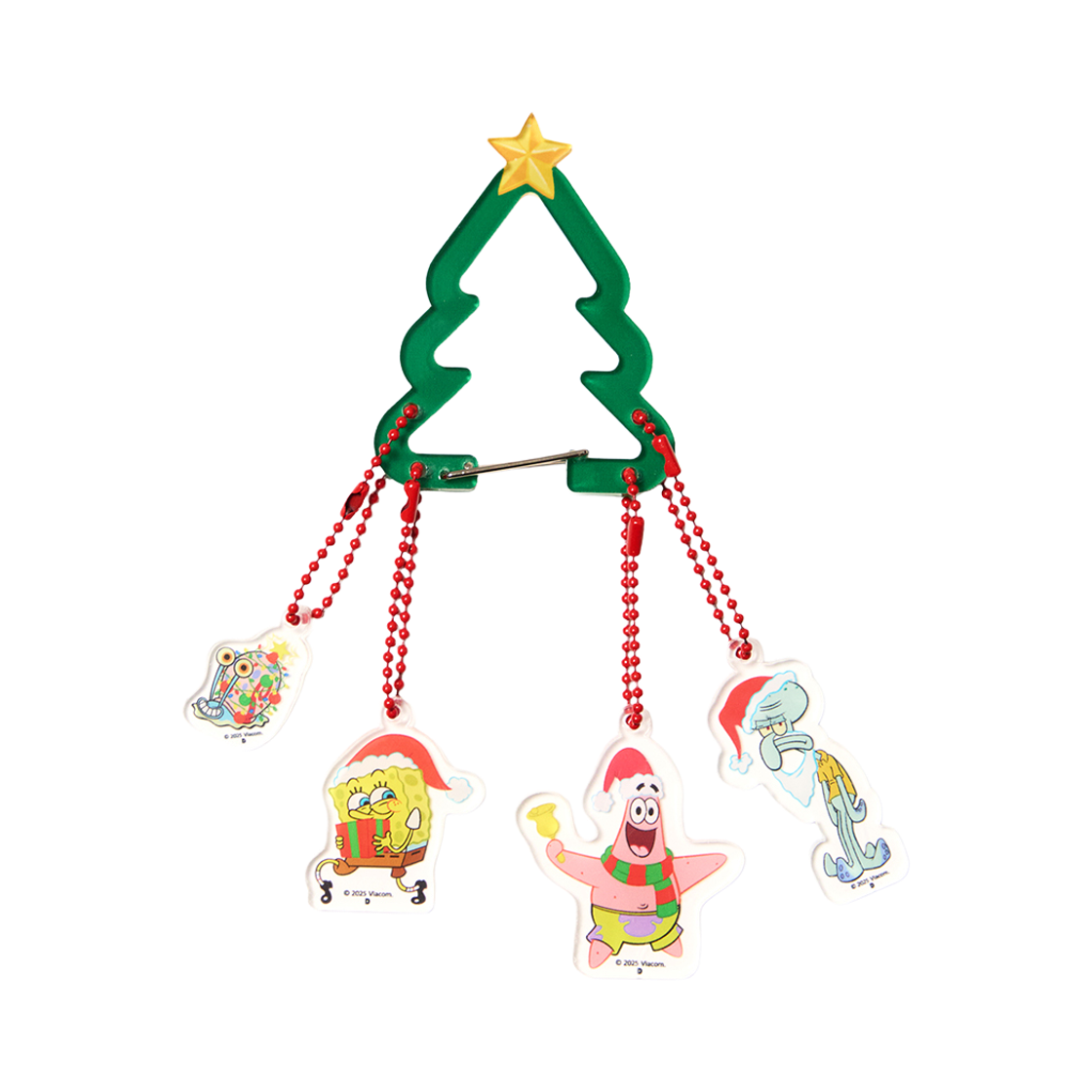 댄꼼마 x 스폰지밥 크리스마스 트리 카라비너 키링(DANCOMMA x SpongeBob SquarePants Christmas Tree Carabiner Keyring)