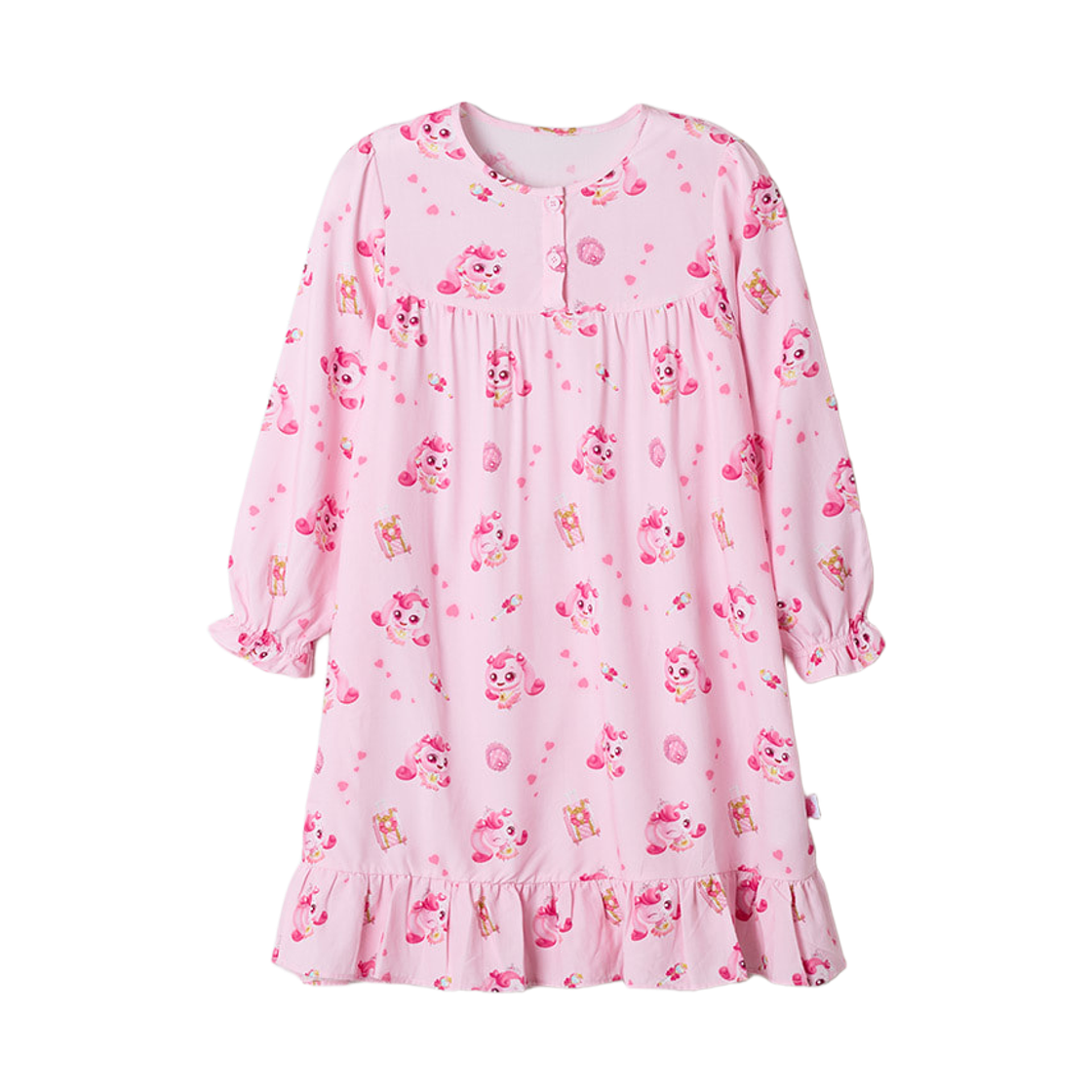 (키즈) 스파오 x 캐치! 티니핑 롱슬리브 원피스 파자마 핑크((Kids) Spao x Catch! Teenieping Long Sleeve One Piece Pajama Pink) - 1