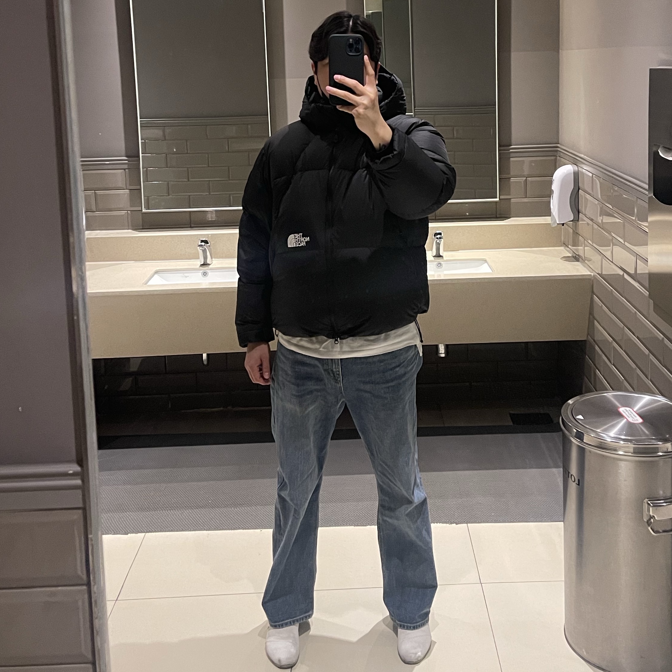 The North Face White Label Project Down Jacket RDS Black - 25FW 착용 스타일
