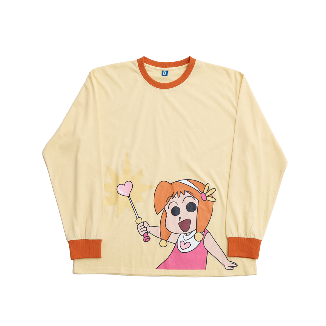 댄꼼마 x 짱구 철수 모에피 야광 긴팔 티셔츠 잠옷 노랑(DANCOMMA x Crayon Shin Chan Kazama Moep Luminous Long Sleeve Tee Yellow)