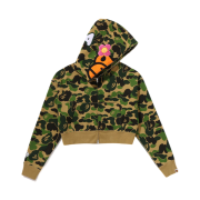 (W) BAPE ABC Camo Baby Lisa Cropped Full Zip Hoodie Green
