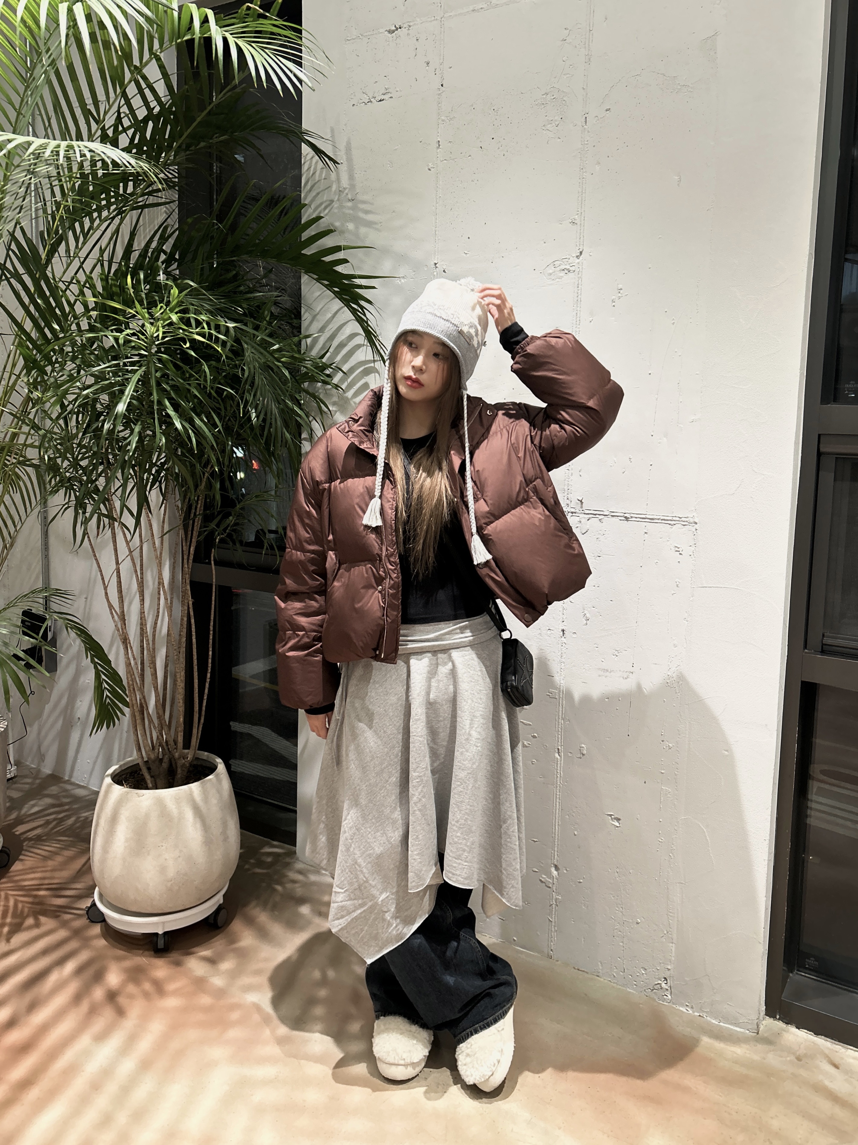 (W) Rockfishweatherwear Curly Fur Boots Middle Beige, (W) Rockfishweatherwear Curly Fur Boots Middle Ivory 착용 스타일 - 1