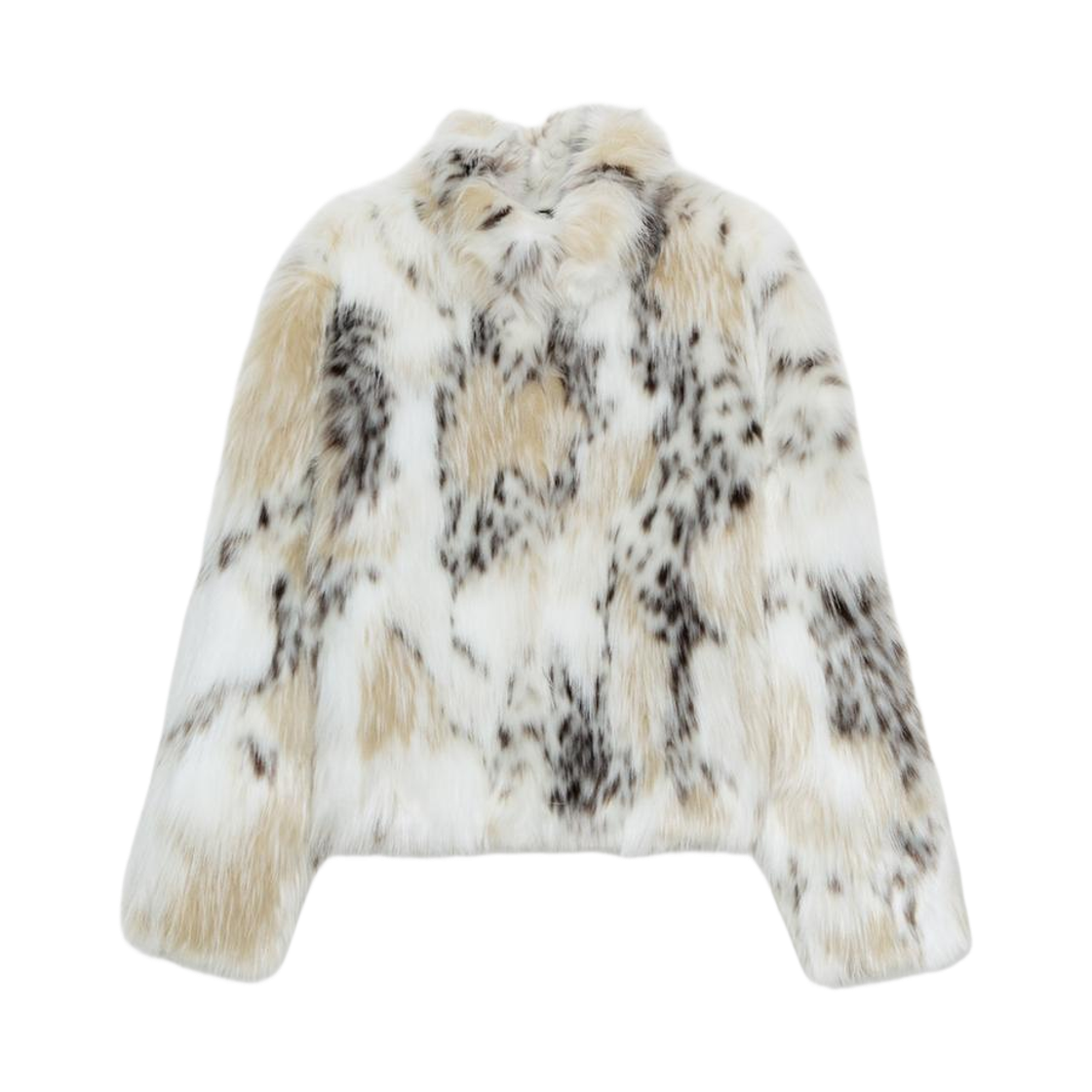 (W) 자라 ZW 컬렉션 페이크 퍼 숏 코트 블랙 크림((W) Zara ZW Collection Fake Fur Short Coat Black Cream)
