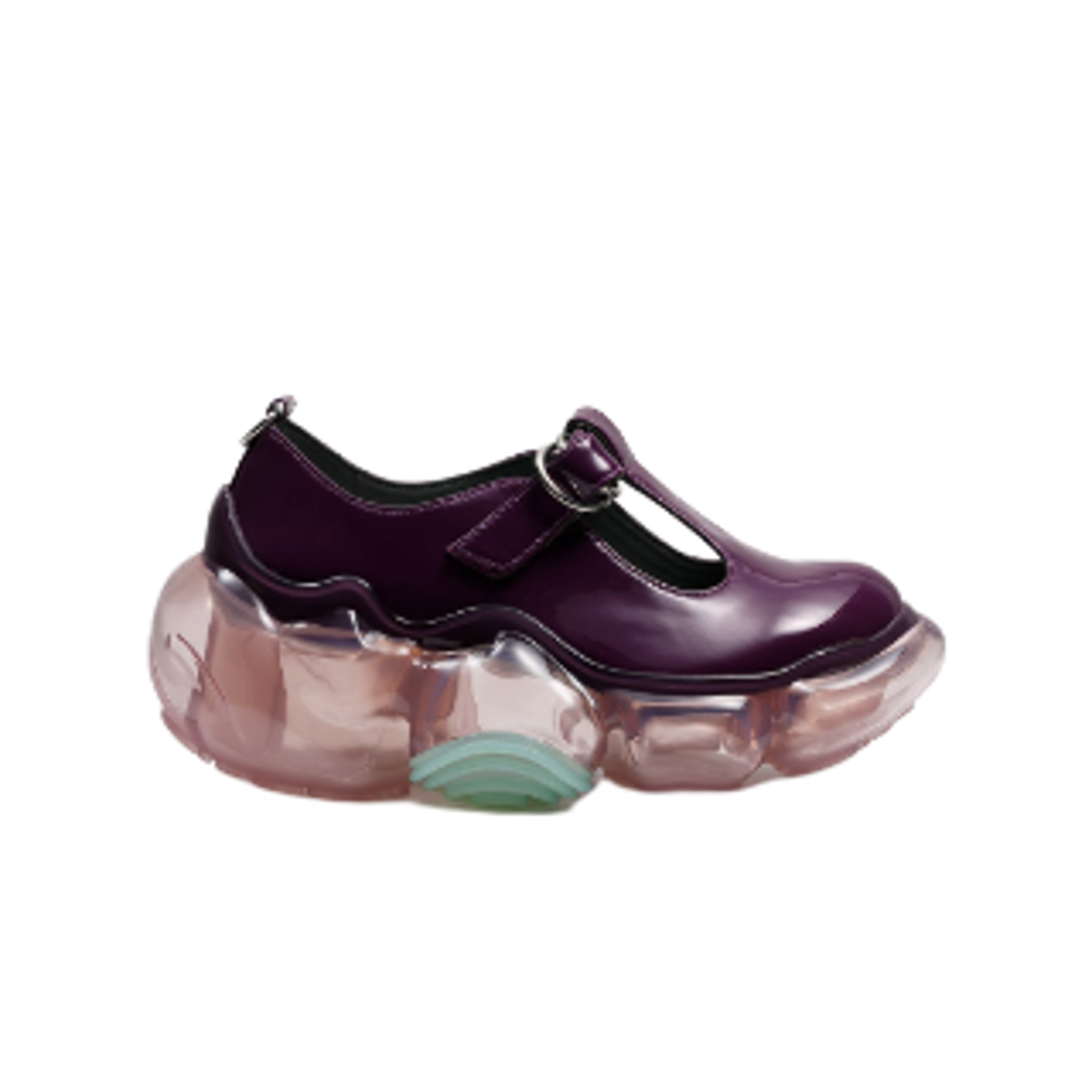 - (W) Grounds Moopie T Mary Jane Deep Purple Enamel Dirty Pink