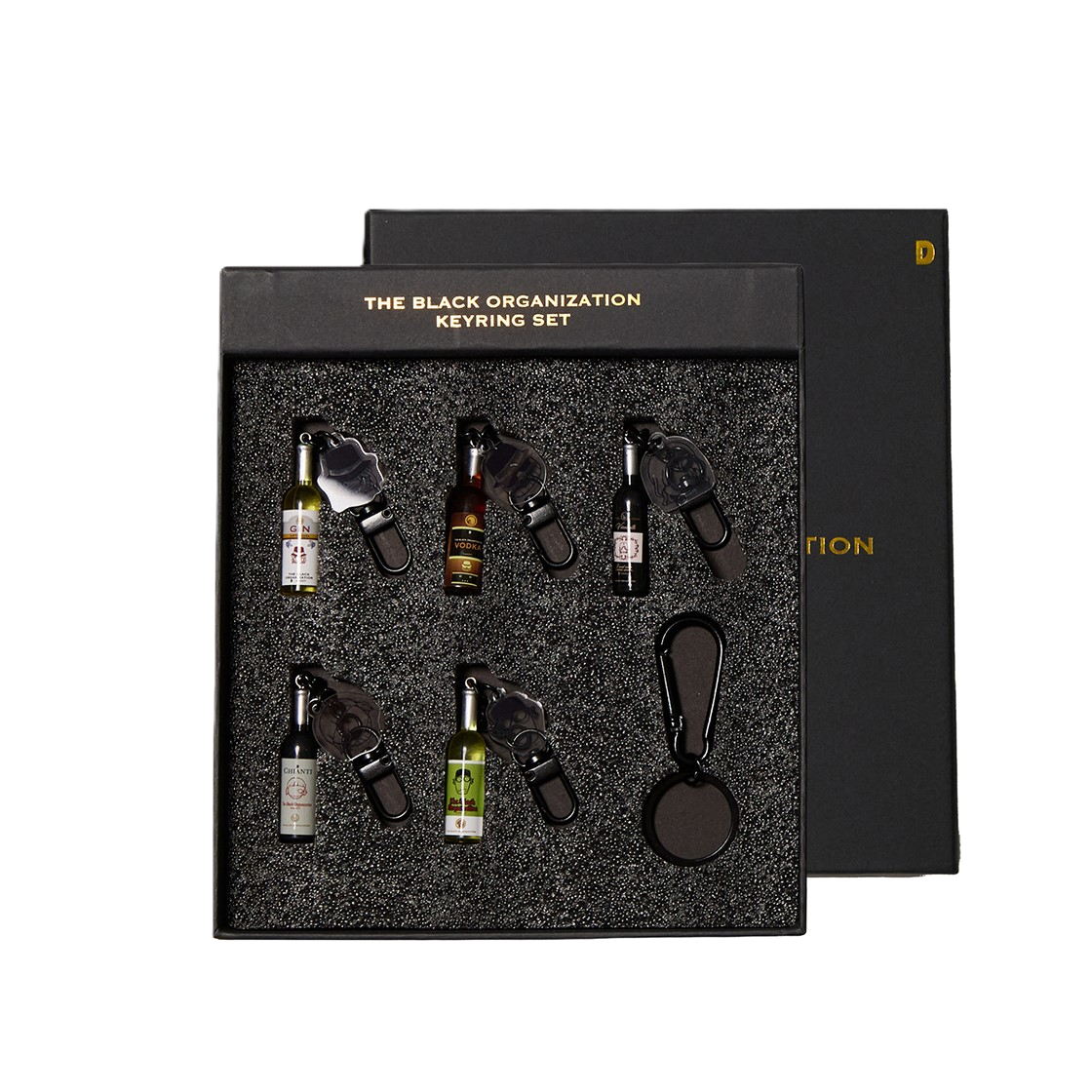 댄꼼마 x 명탐정 코난 검은조직 미니어처 병 키링 세트(DANCOMMA × Detective Conan Black Organization Miniature Bottle Keyring Set)