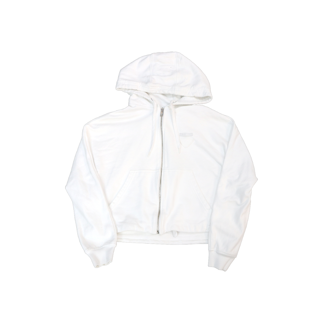 ITGW8QLSBON3 Prada White Zip-Up Hoodie A-C42019