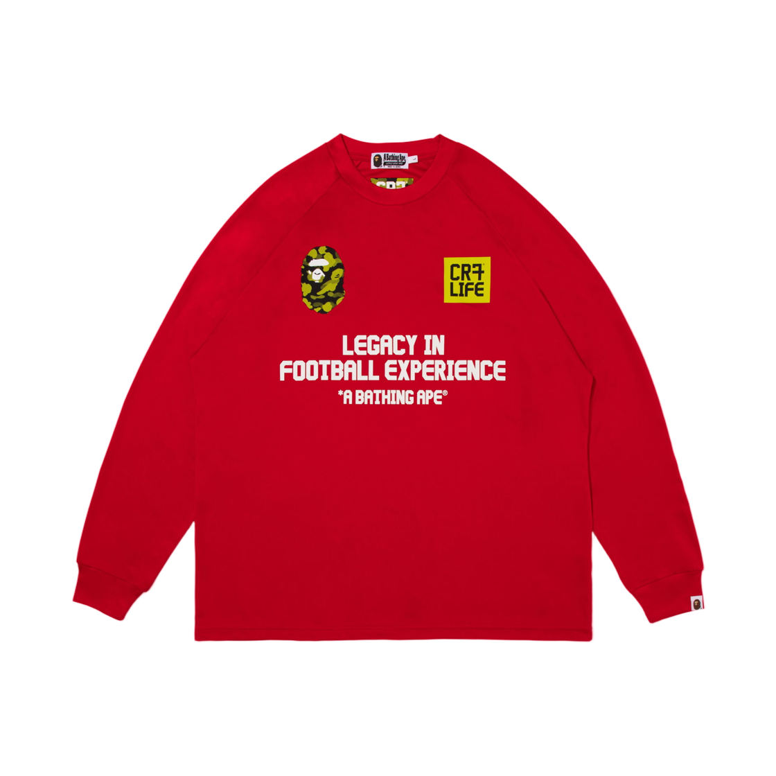 - BAPE x CR7 Life Multi Logo Poly Relaxed Fit L/S Football Jersey Red