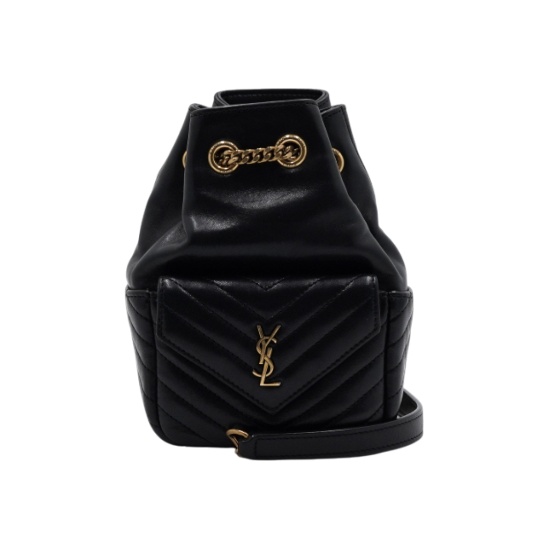 IT8DNNLGIE5T Saint Laurent Black Jodie Mini Bucket Bag with Gold Chain