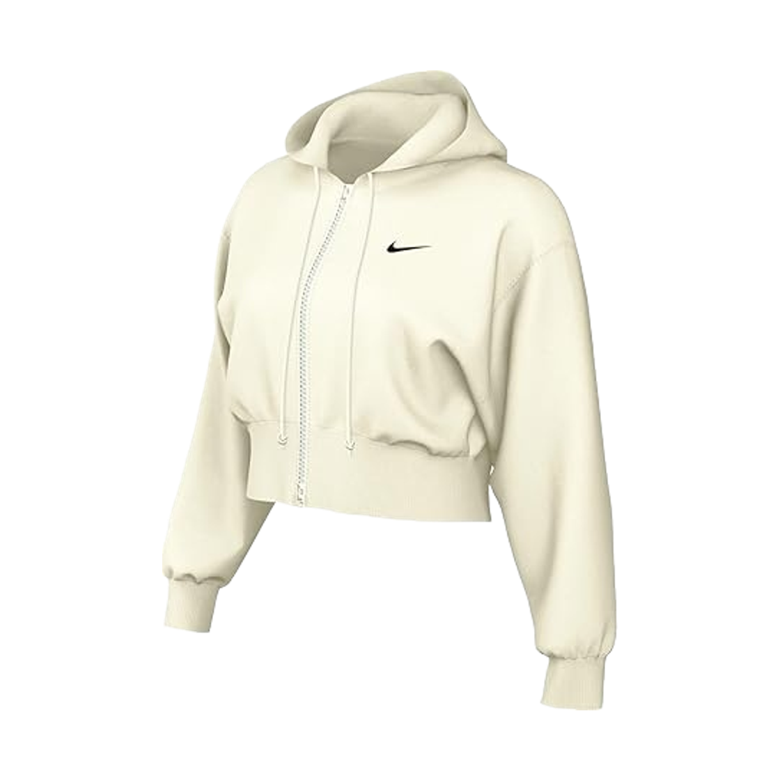 HJ0941-133 (W) Nike NSW Phoenix Fleece Loose Cropped Full-Zip Hoodie Sail Black - Asia