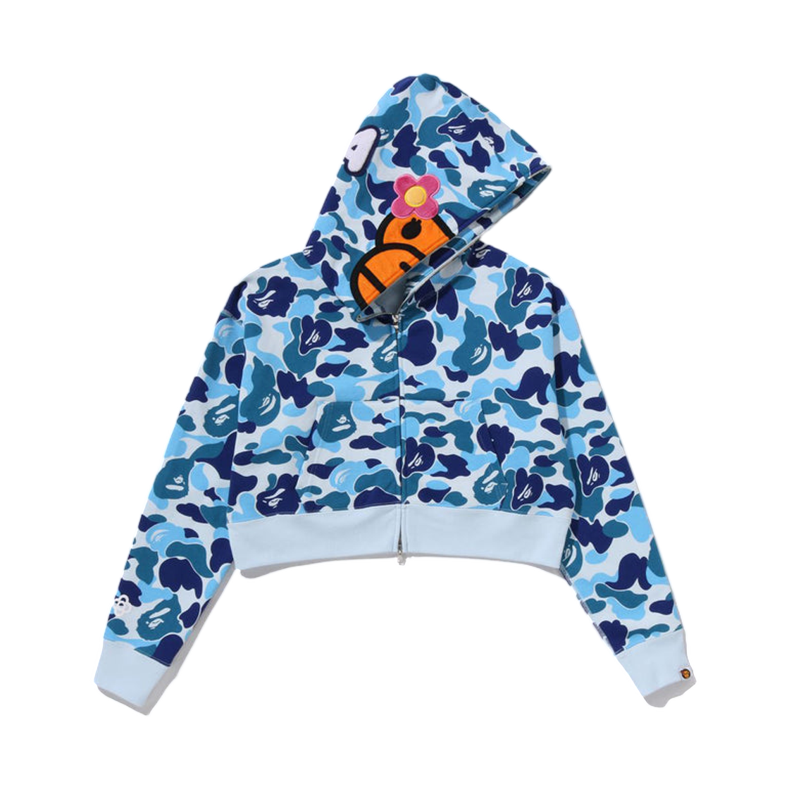 - (W) BAPE ABC Camo Baby Lisa Cropped Full Zip Hoodie Blue