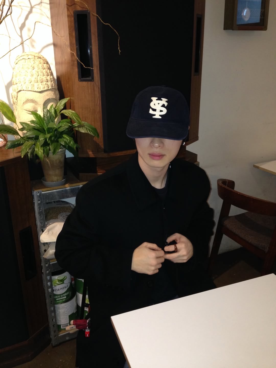 Sunday Ceremony Sy Logo 5 Panel Cotton Cap - Navy 착용 스타일 - 3