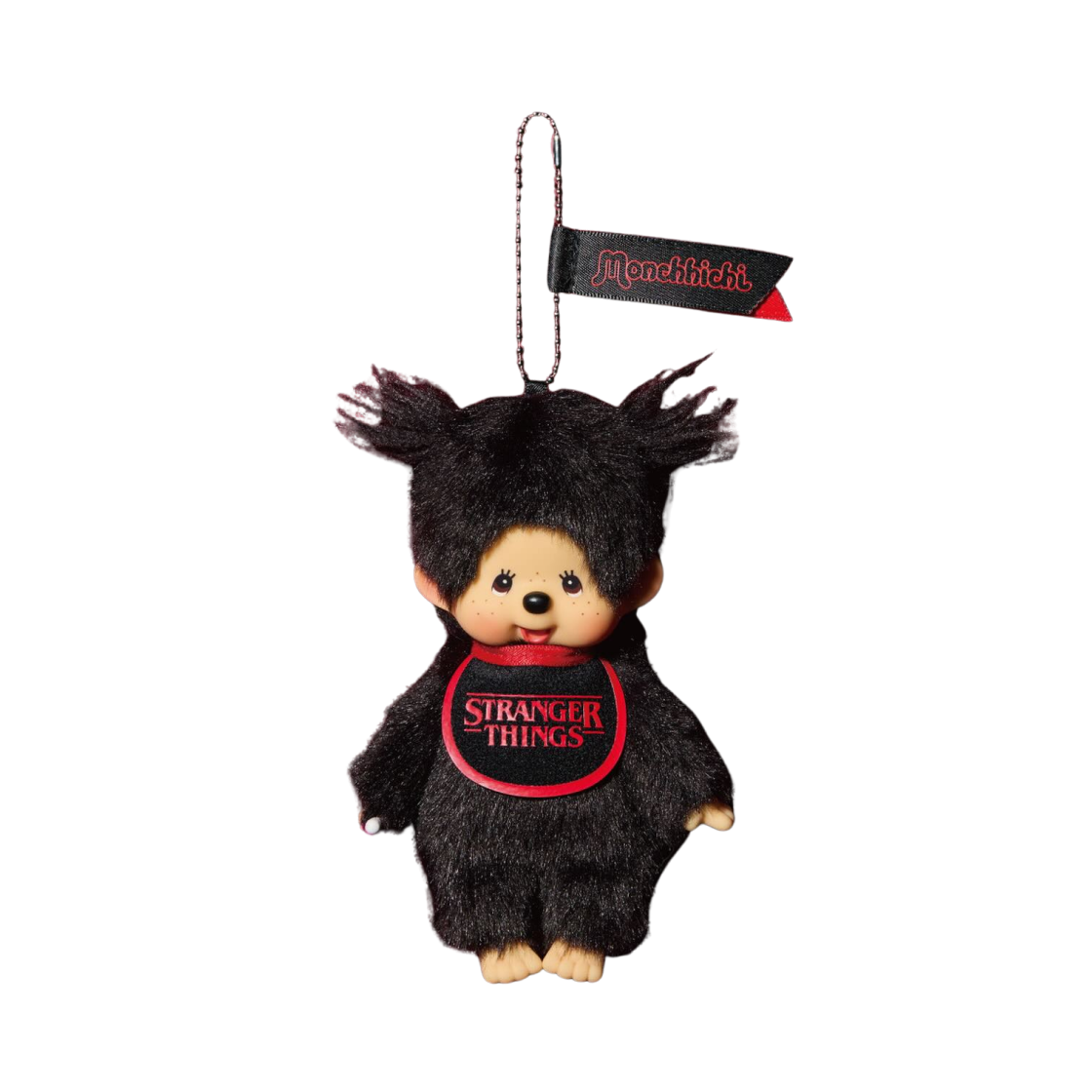 몬치치 x 기묘한 이야기 키 체인 블랙 레드(Monchhichi x Strange Things Key Chain Black Red)