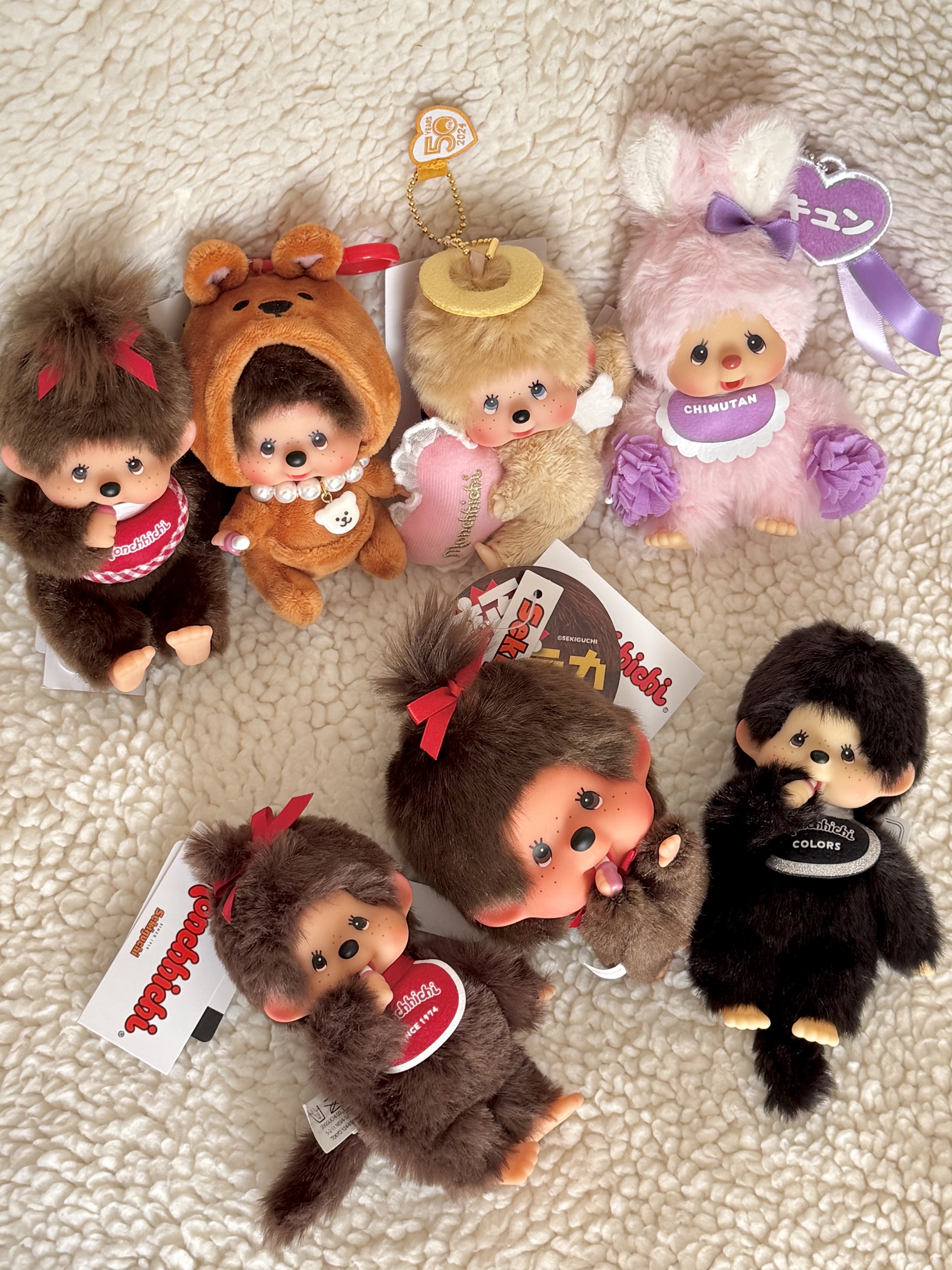 Monchhichi Fly! Big Head Monchhichi Girl K/C, Monchhichi Colors Key Chain Black 착용 스타일