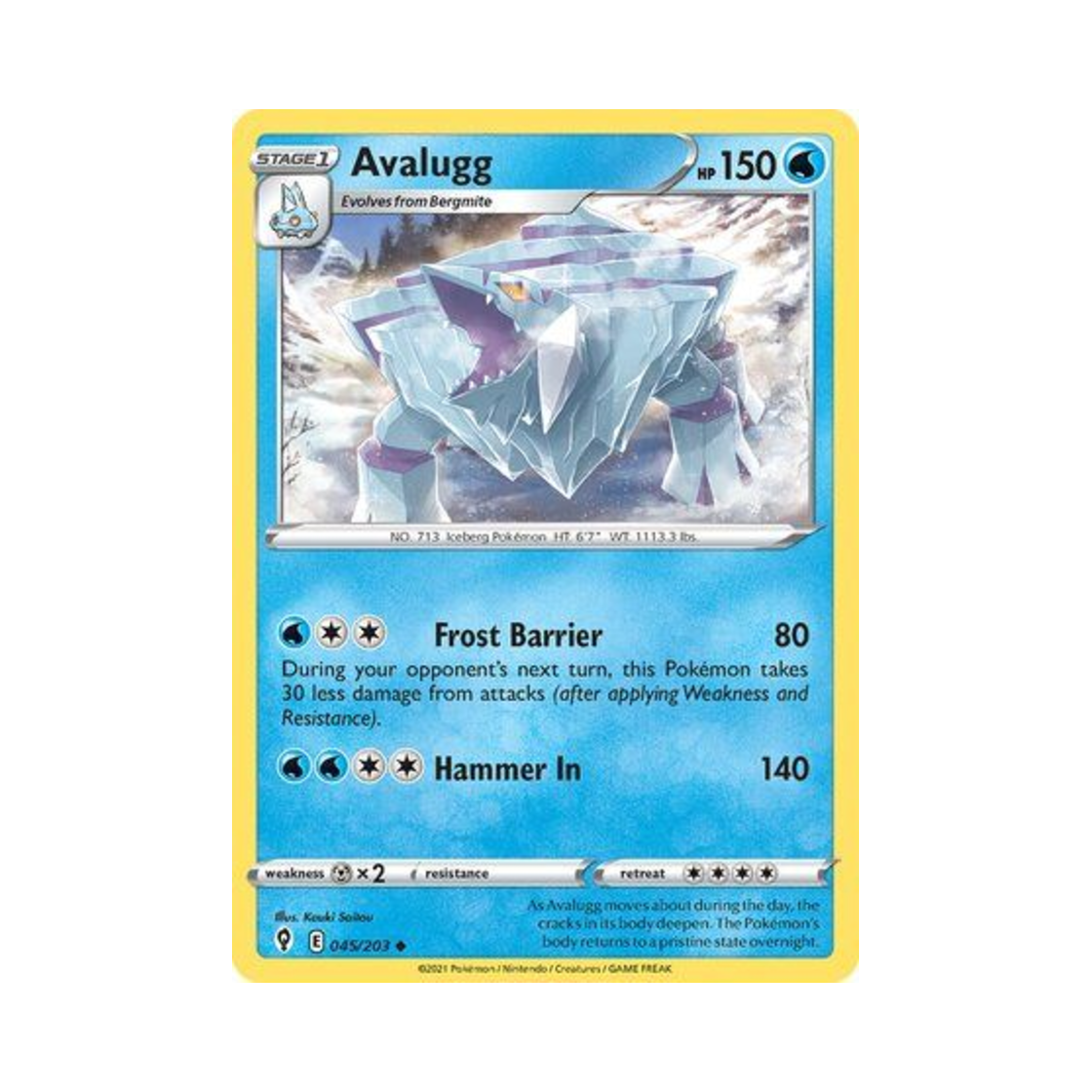 포켓몬 TCG 크레베이스 U 이볼빙 스카이즈 (영문판)(Pokemon TCG Avalugg U Evolving Skies (English Ver.)) - 1