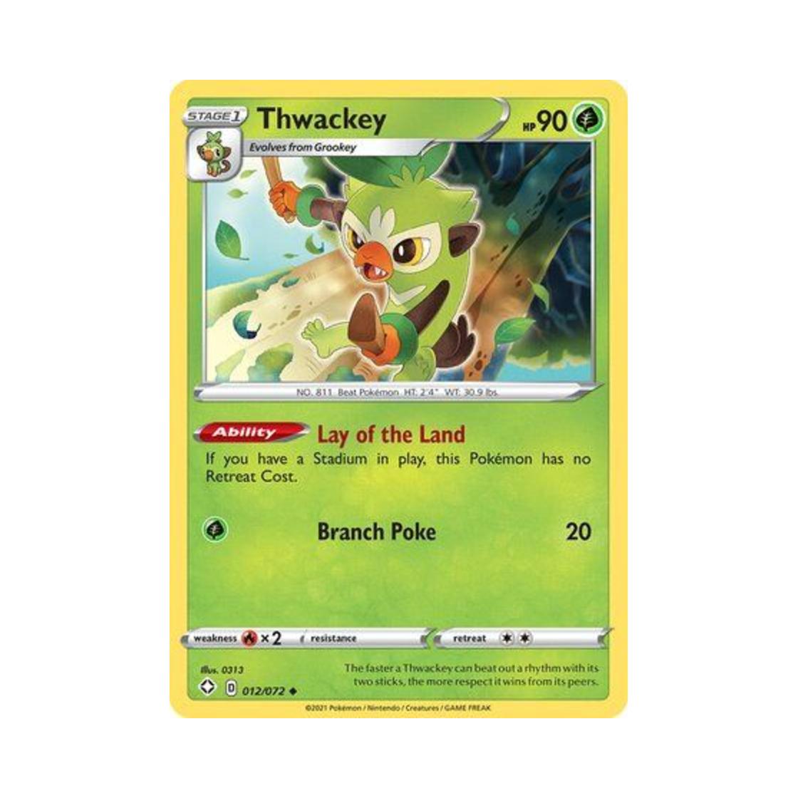 포켓몬 TCG 채키몽 U 샤이닝 페이츠 (영문판)(Pokemon TCG Thwackey U Shining Fates (English Ver.)) - 1