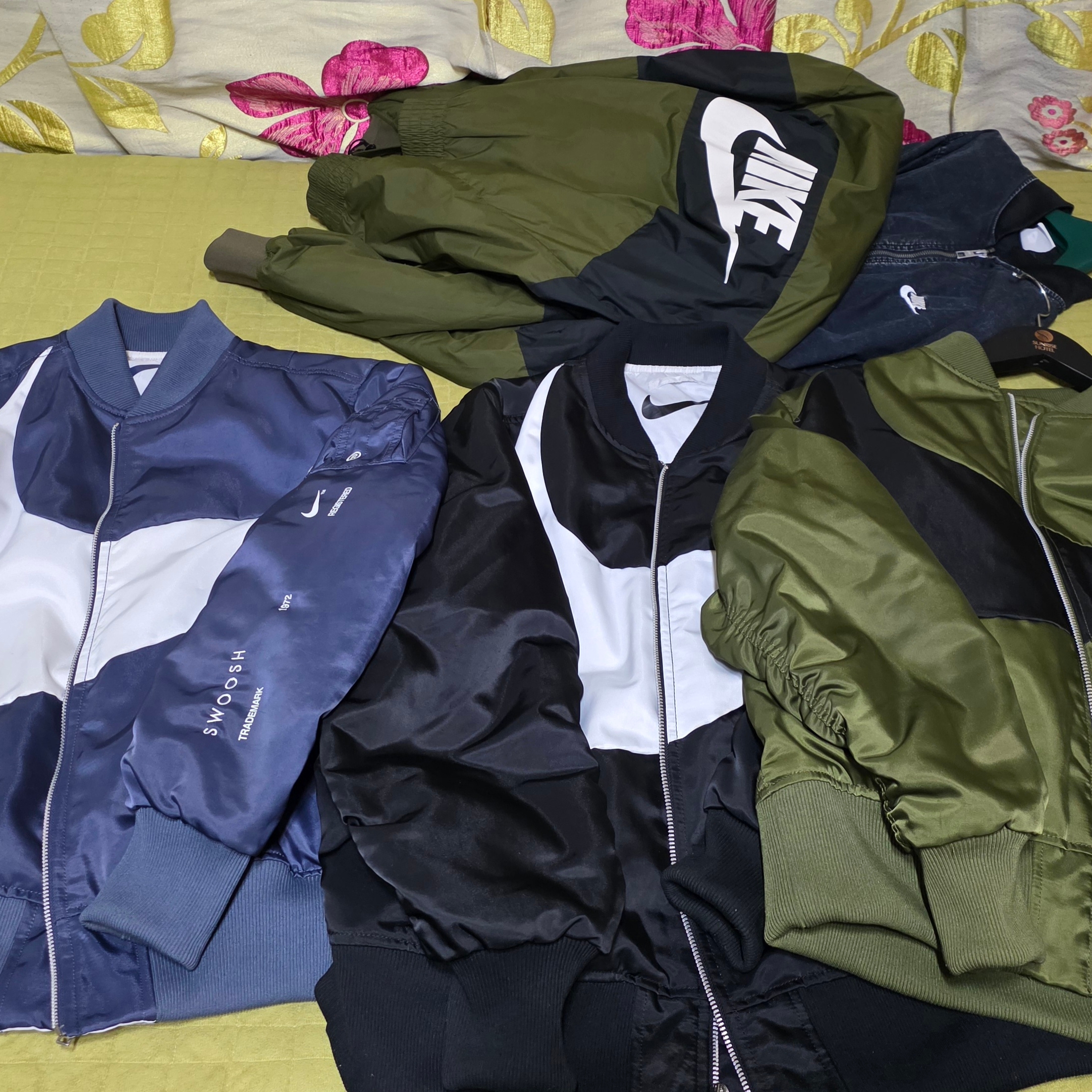 Nike NSW Swoosh Therma-Fit Bomber Rough Green - Asia, Nike NSW Swoosh Therma-Fit Bomber Black - Asia 착용 스타일