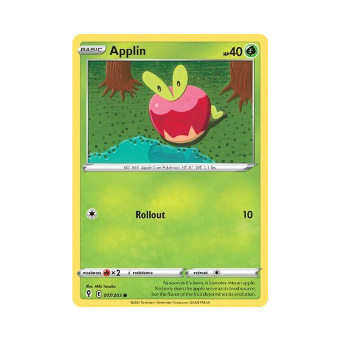 포켓몬 TCG 과사삭벌레 C 이볼빙 스카이즈 (영문판)(Pokemon TCG Applin C Evolving Skies (English Ver.))