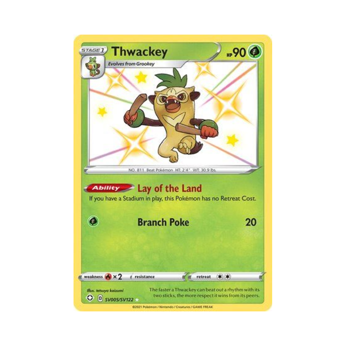 포켓몬 TCG 채키몽 RS 샤이닝 페이츠 (영문판)(Pokemon TCG Thwackey RS Shining Fates (English Ver.)) - 1