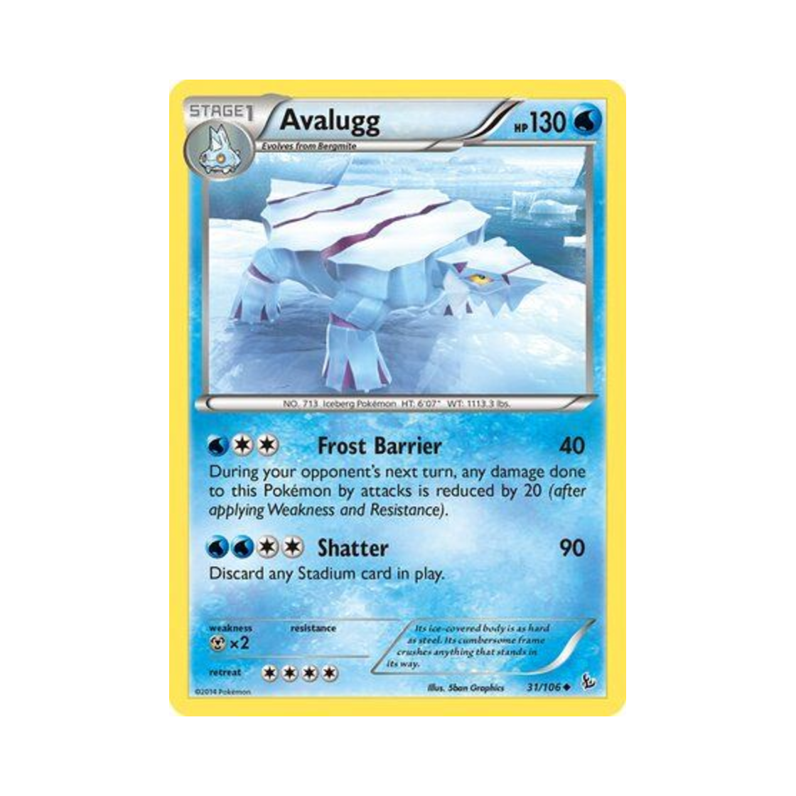포켓몬 TCG 크레베이스 U 플래시파이어 (영문판)(Pokemon TCG Avalugg U Flashfire (English Ver.)) - 1