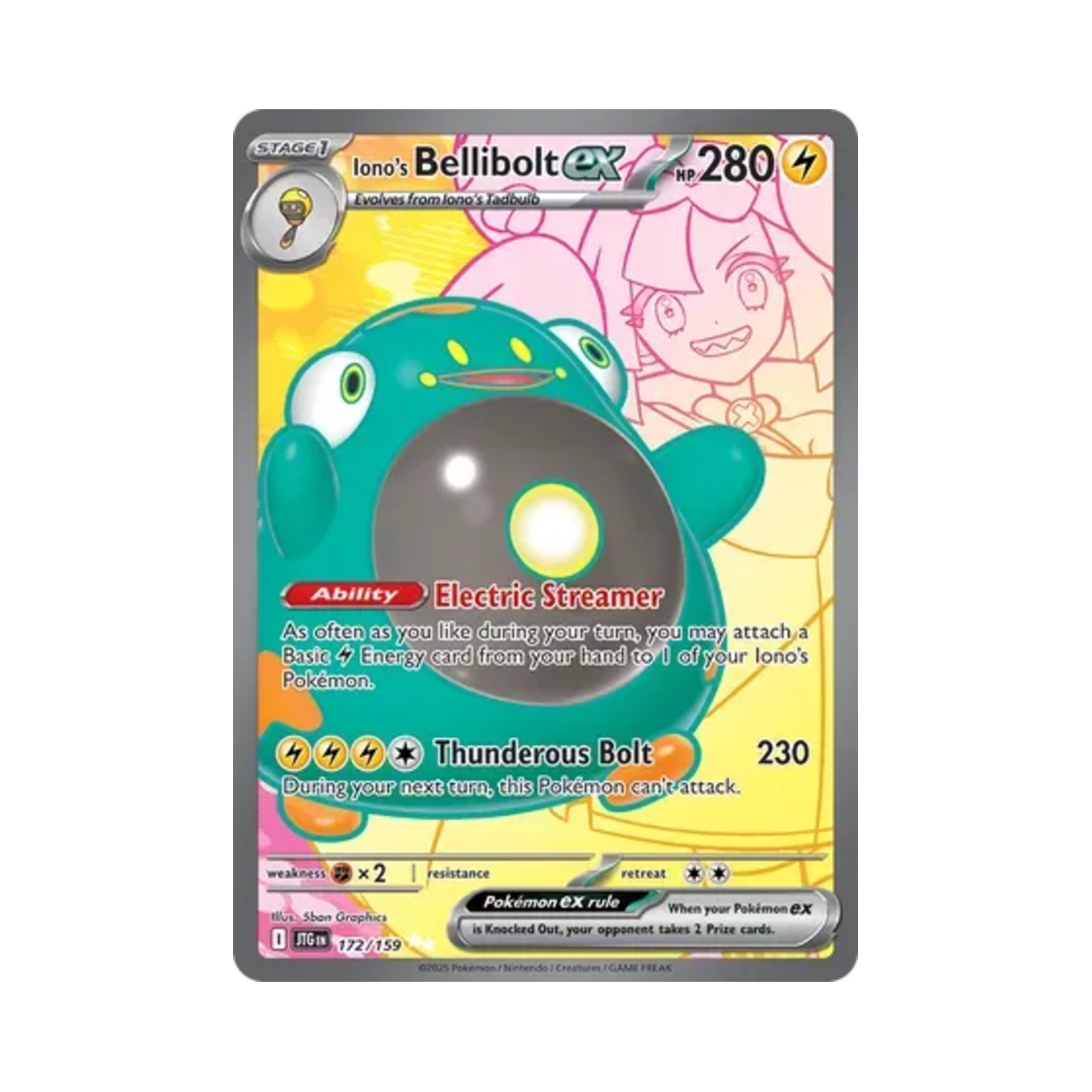 포켓몬 TCG 모야모의 찌리배리 ex UR 저니 투게더 (영문판)(Pokemon TCG Iono's Bellibolt ex UR Journey Together (English Ver.))