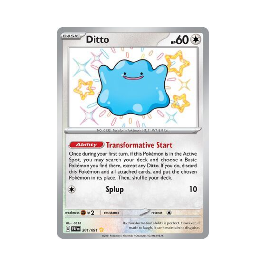 포켓몬 TCG 메타몽 SR 팔데아 페이트 (영문판)(Pokemon TCG Ditto SR Paldean Fates (English Ver.))