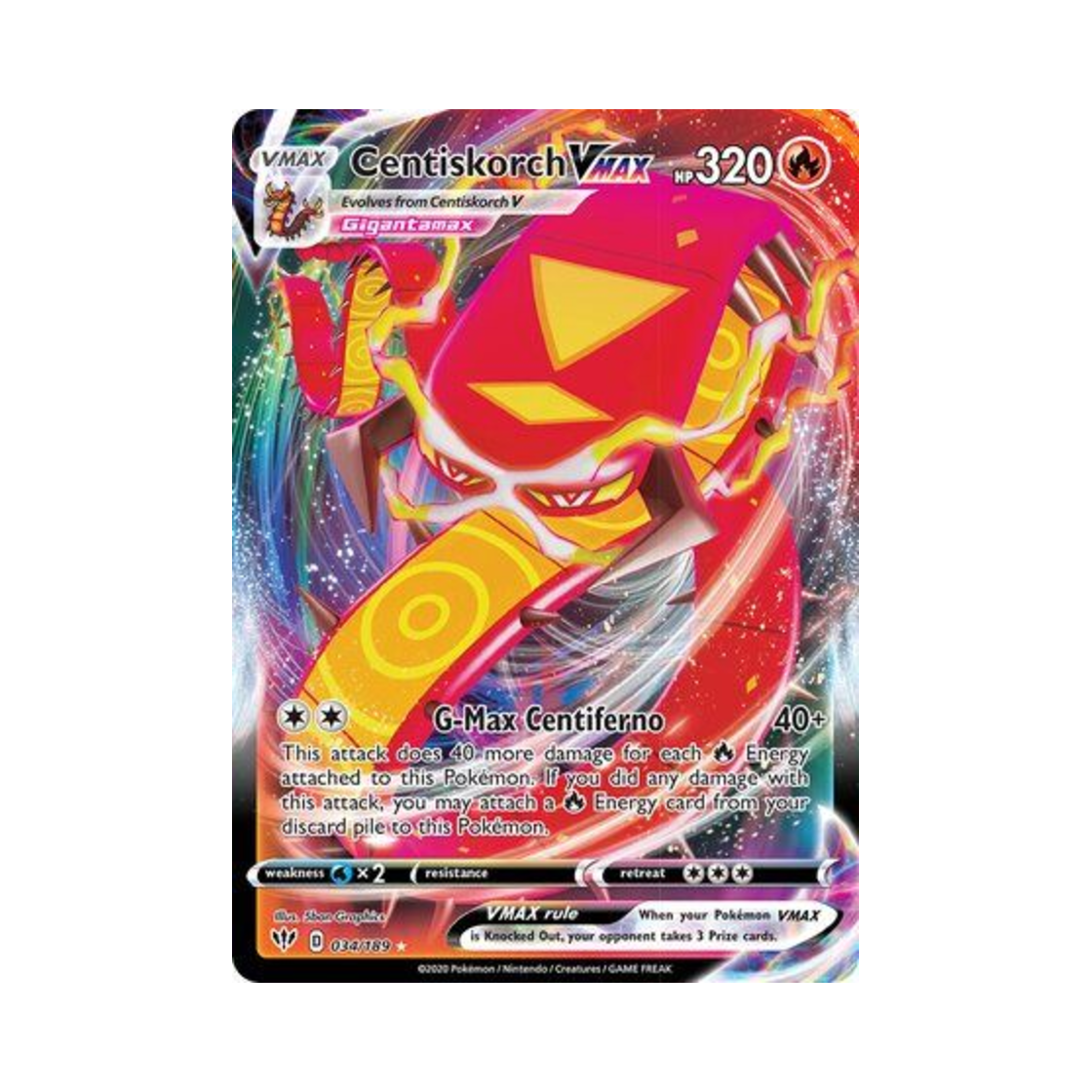 포켓몬 TCG 다태우지네 VMAX HRV 다크니스 어블레이즈 (영문판)(Pokemon TCG Centiskorch VMAX HRV Darkness Ablaze (English Ver.)) - 1