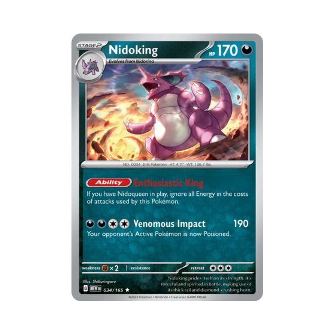 MEW034/165 Pokemon TCG Nidoking R Scarlet & Violet 151 (English Ver.)