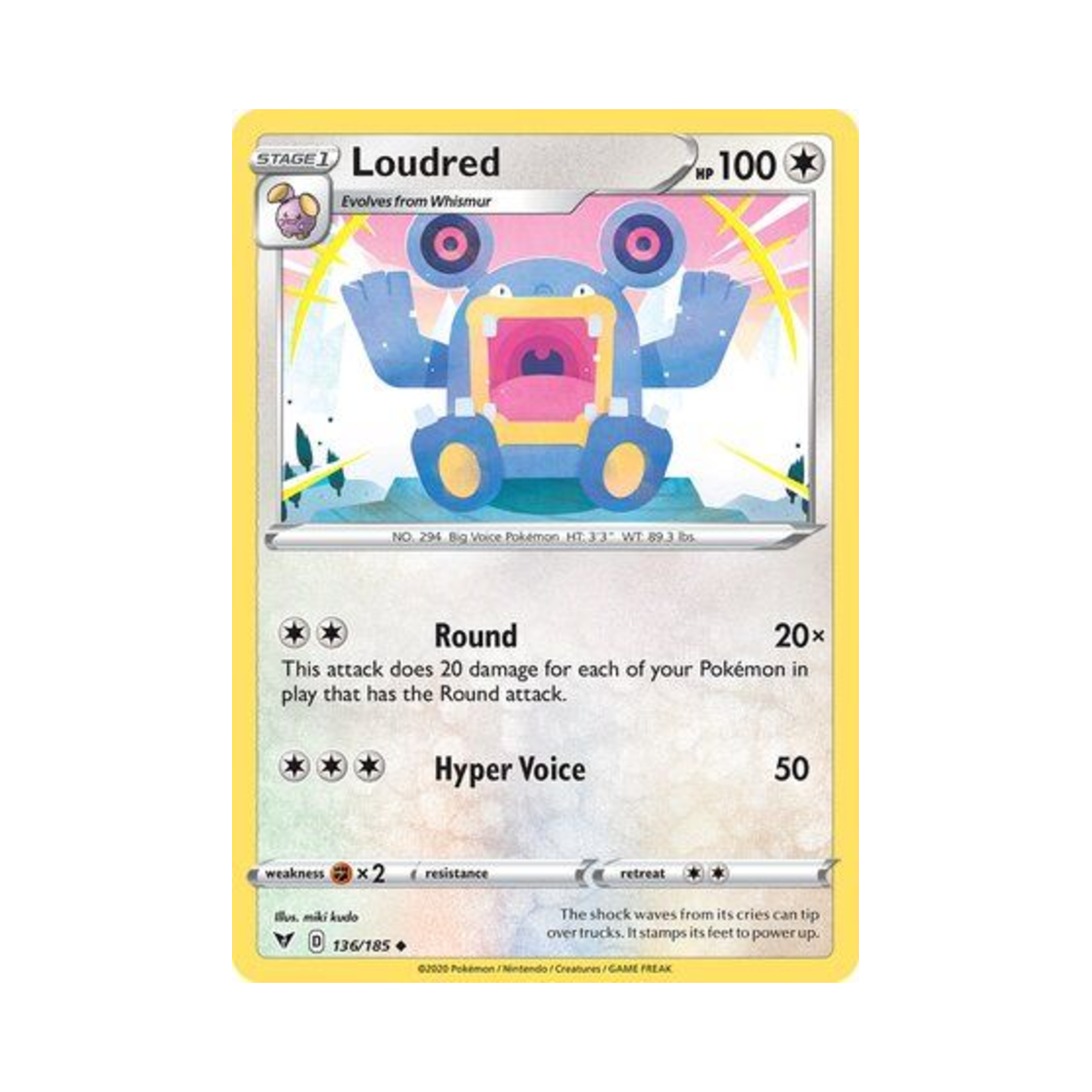포켓몬 TCG 노공룡 U 비비드 볼티지 (영문판)(Pokemon TCG Loudred U Vivid Voltage (English Ver.))
