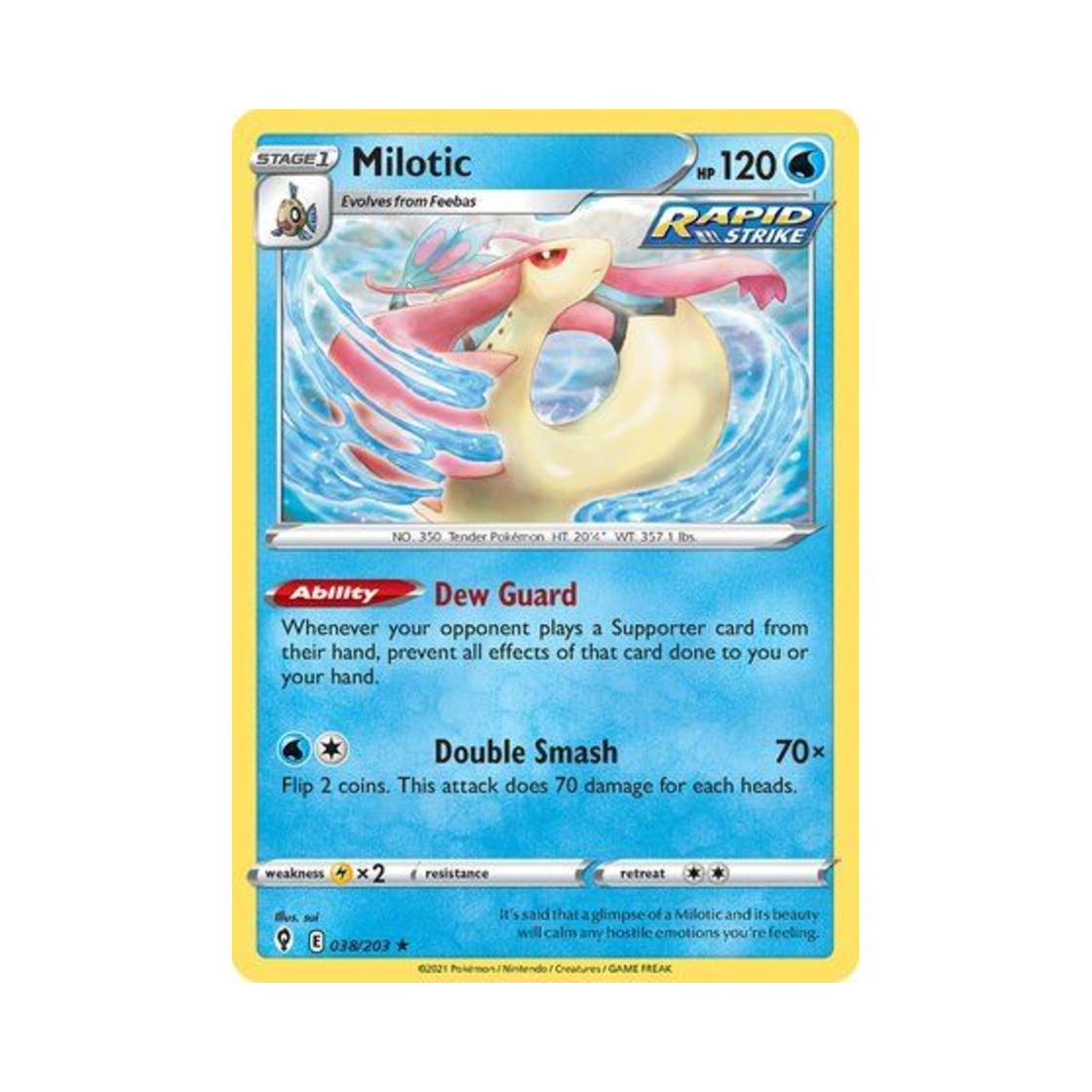 포켓몬 TCG 밀로틱 R 이볼빙 스카이즈 (영문판)(Pokemon TCG Milotic R Evolving Skies (English Ver.))