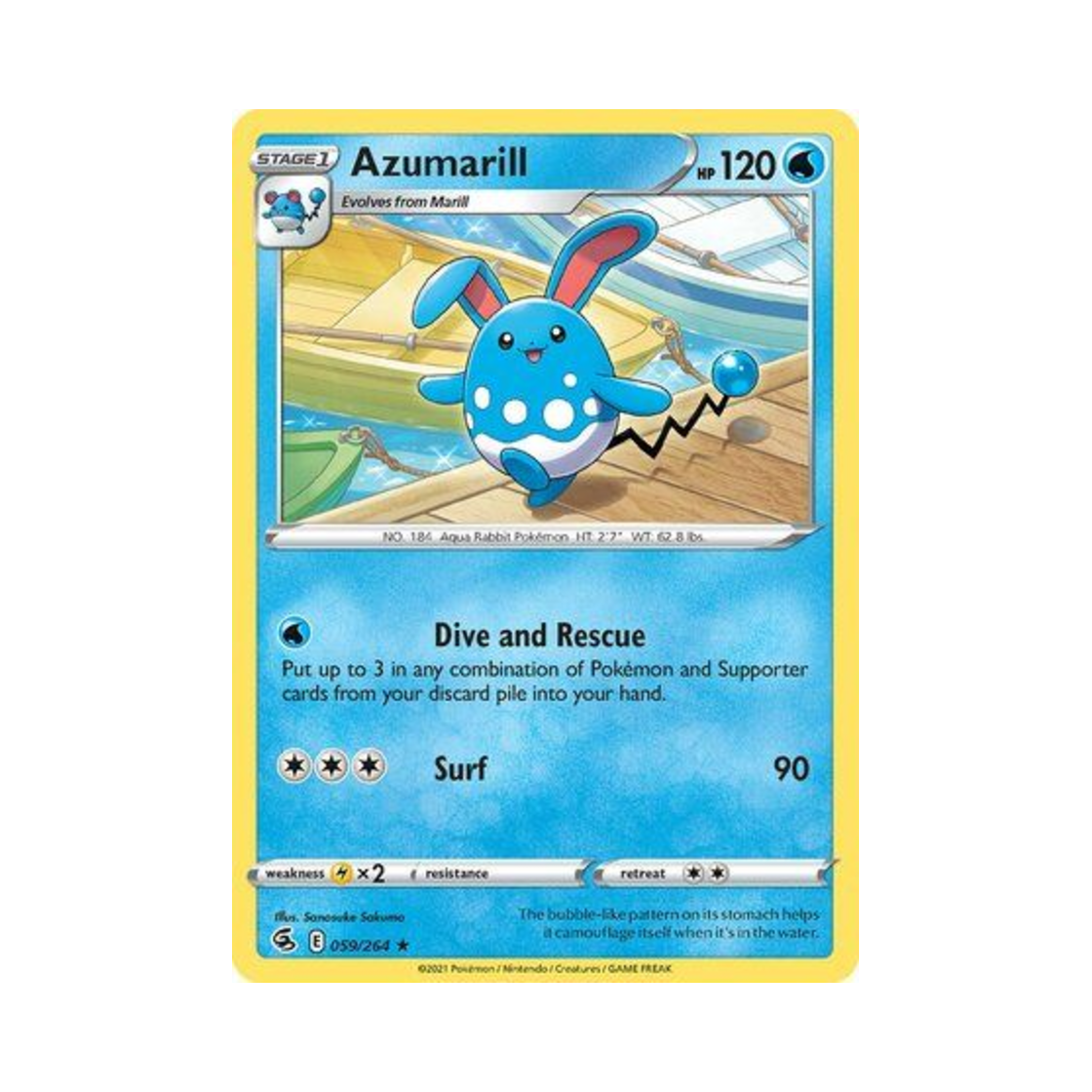 포켓몬 TCG 마릴리 R 퓨전 스트라이크 (영문판)(Pokemon TCG Azumarill R Fusion Strike (English Ver.))